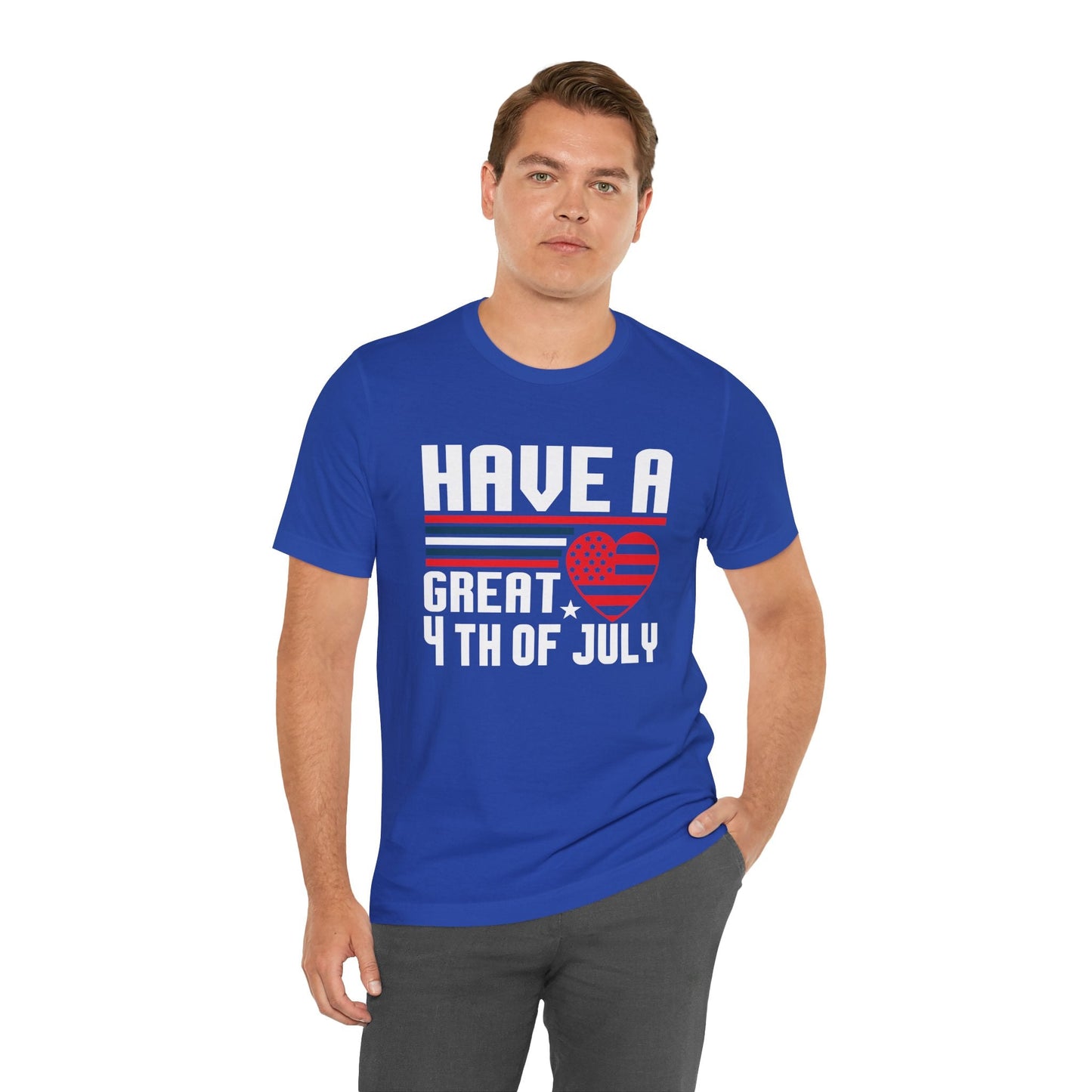4th of July American Flag Graphic Unisex Cotton T-Shirt 020