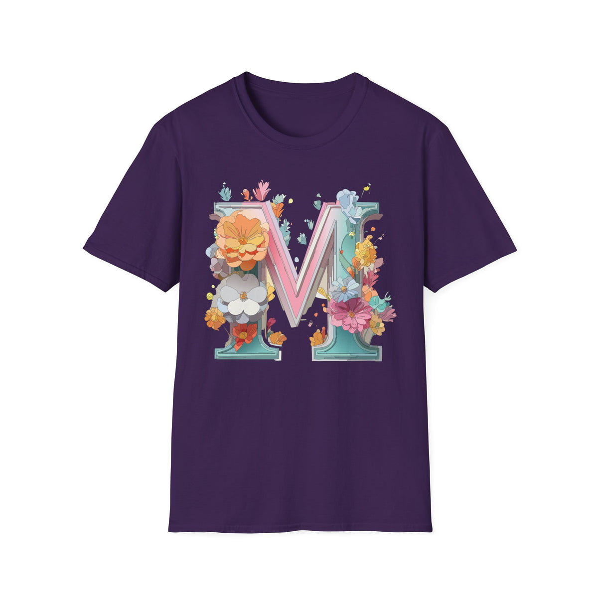 Floral Letter M Shirt | Monogram Initial Tee, Botanical Alphabet