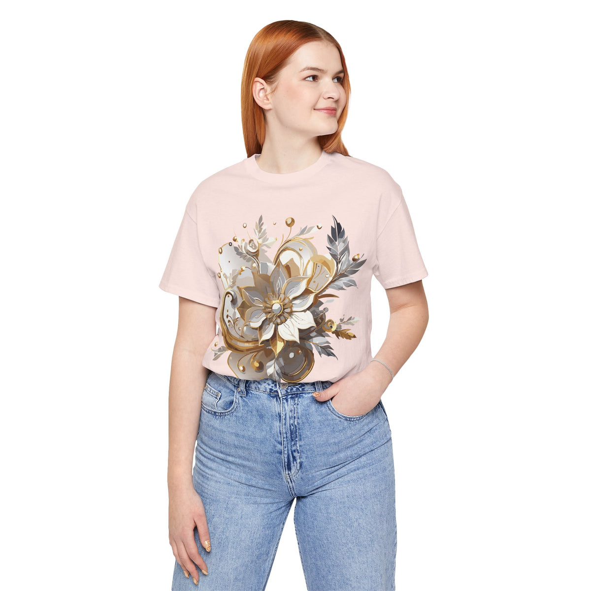 Jewelry Graphic Unisex Cotton Bella+Canvas Tee with Gemstones Art Design m28