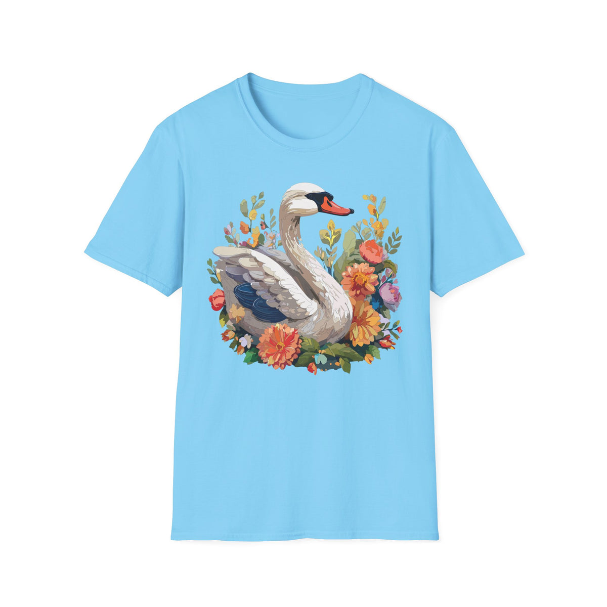 Swan Floral Illustration T-Shirt | Swans, Flowers, Botanical Art
