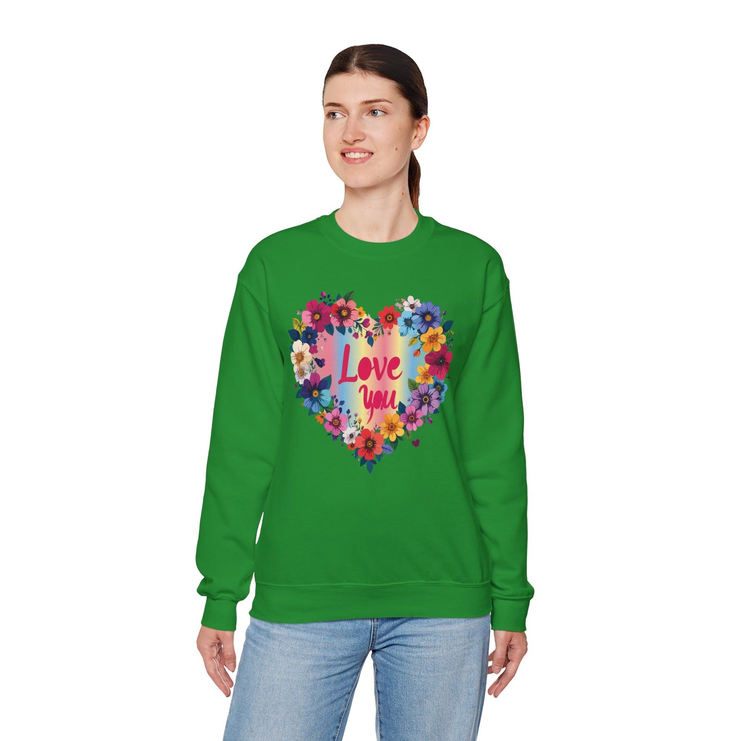 Floral Love You Heart Sweatshirt, Floral Heart Sweatshirt, Floral Love Sweatshirt, Valentine's Day Sweatshirt, Floral Sweatshirt 111