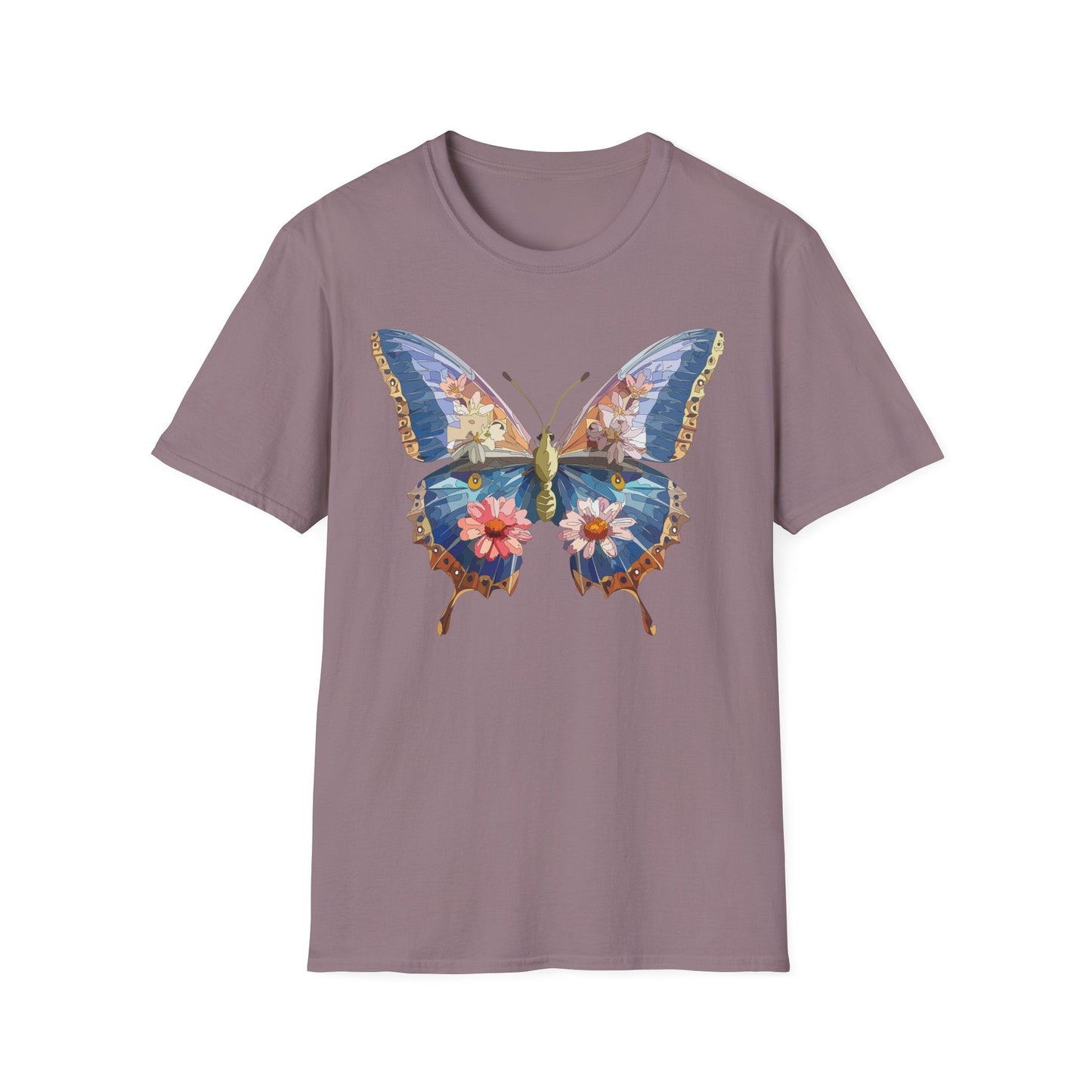 Butterfly T Shirt Unisex Softstyle 64000 Gildan Monarch Design 100 Percent Ring Spun Cotton Tee