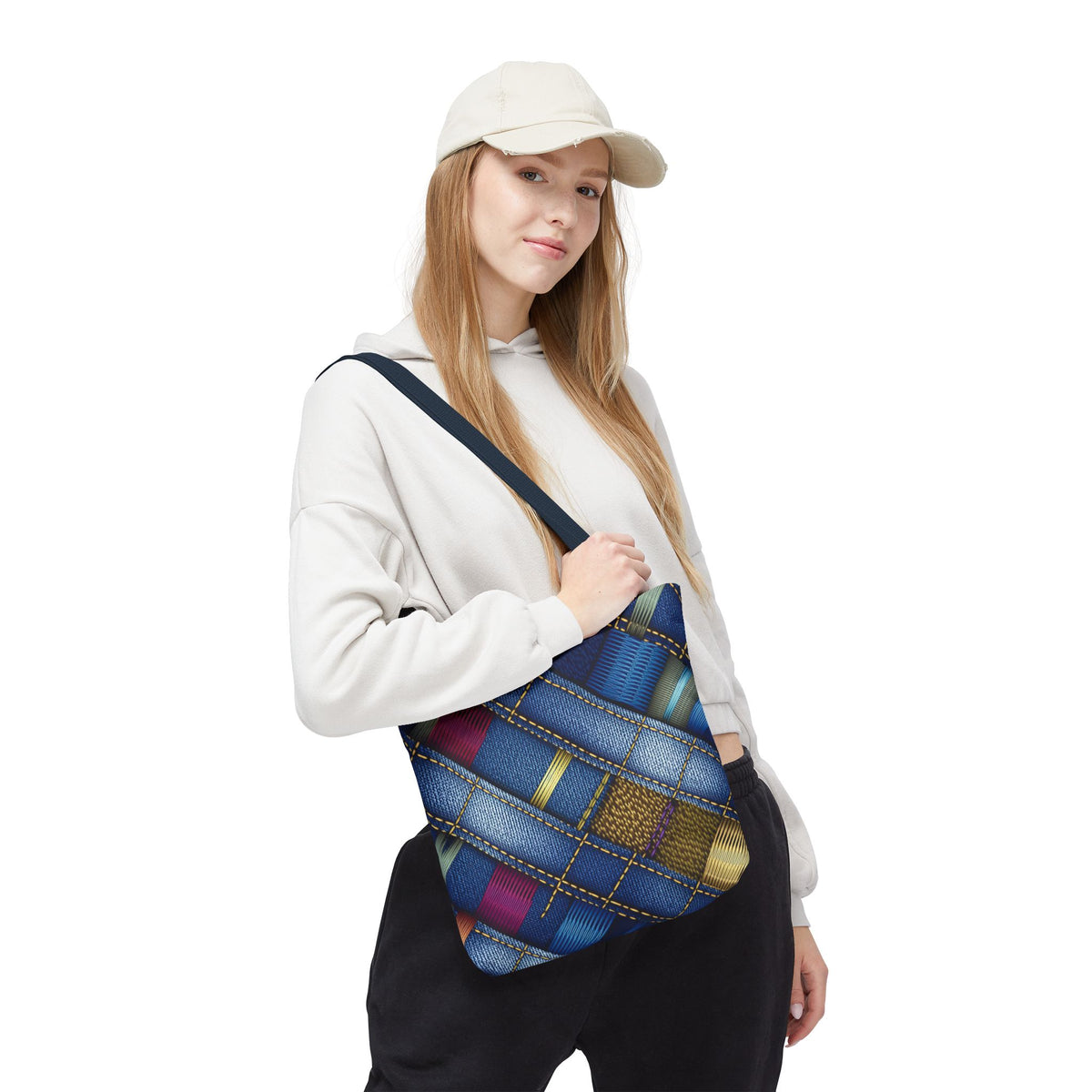 Denim Fabric Imitation Print Unisex Canvas Bag Poly Spun 3 Sizes Tote Bag 148