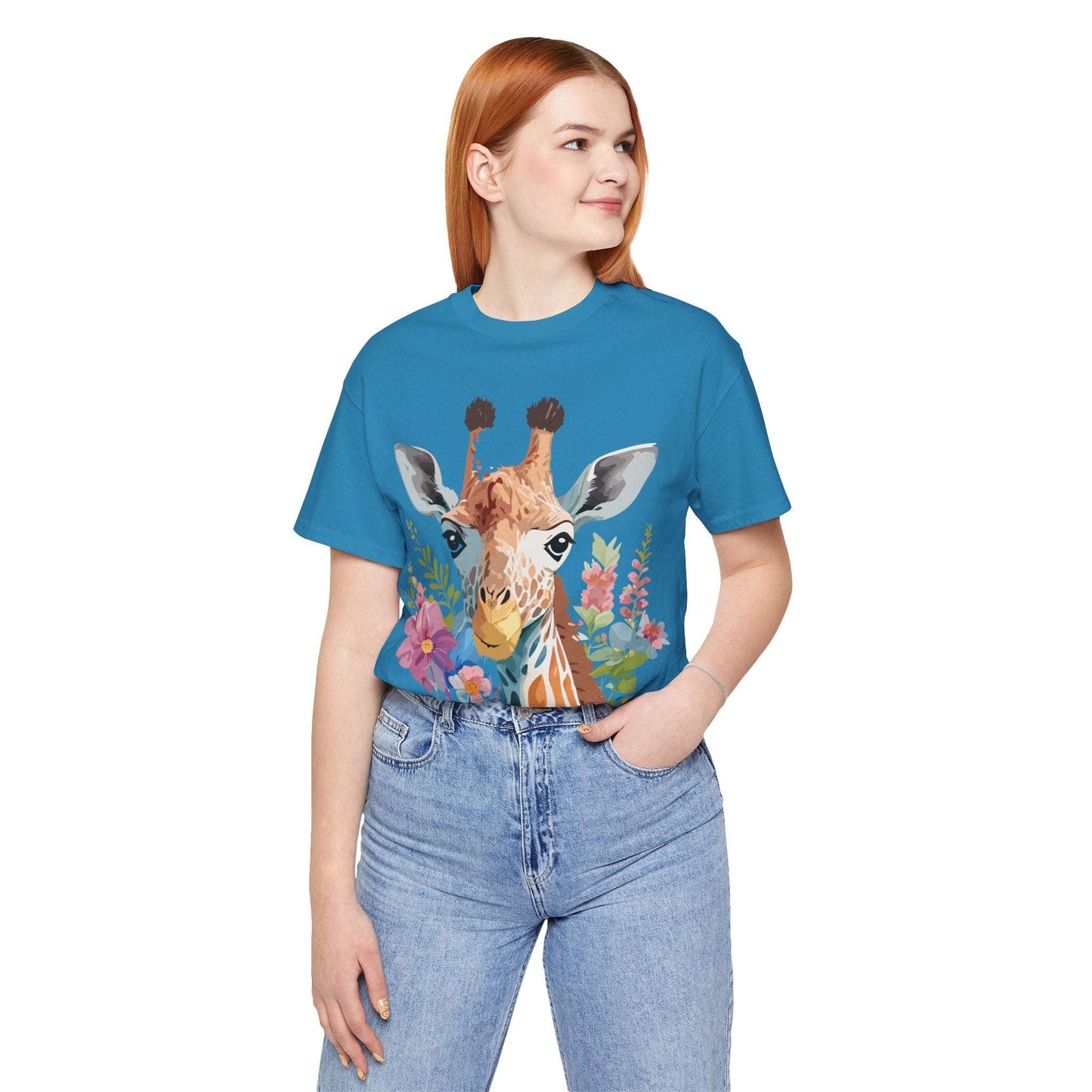 Giraffe Graphic Unisex 100 Cotton Vintage Animal Art T-Shirt 3