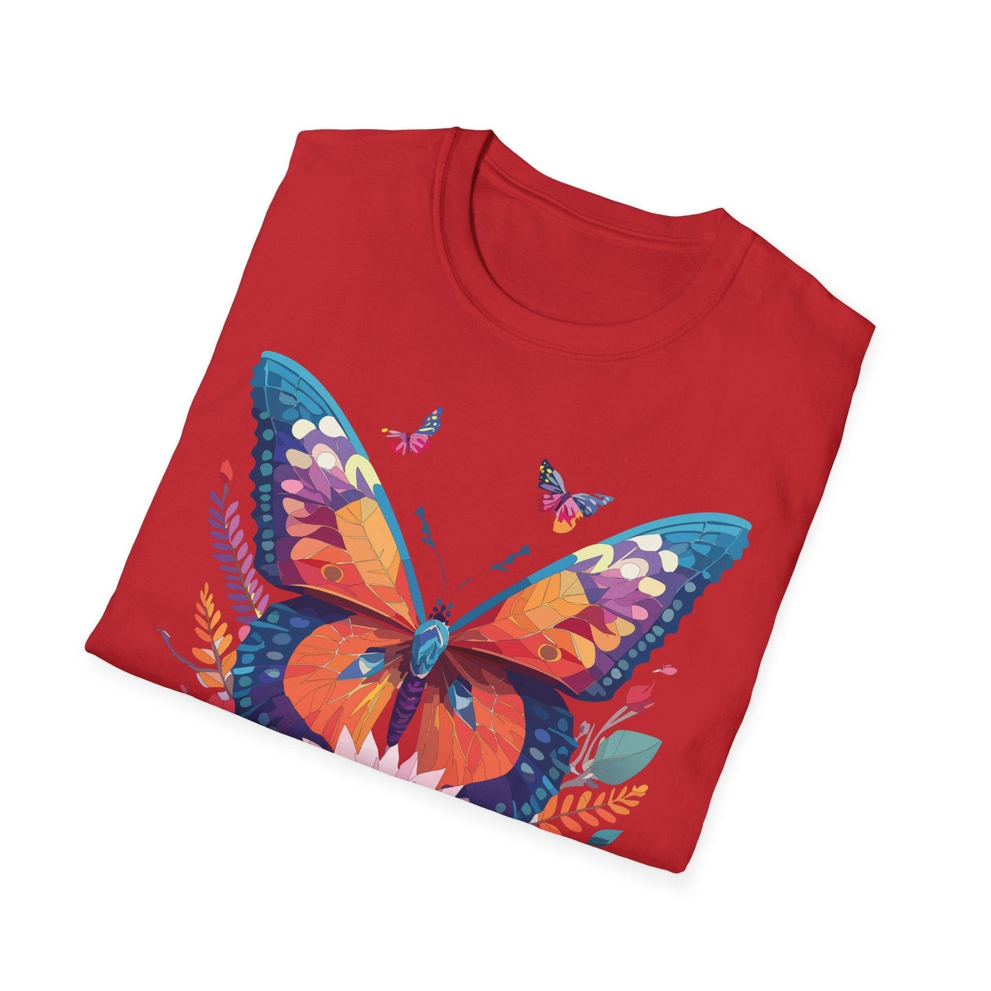 Butterfly Print Unisex T Shirt Softstyle 64000 Monarch Butterfly Themed Tee Ring Spun Cotton