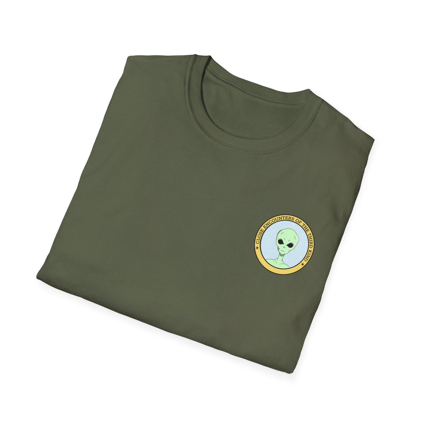 Alien Badge TShirt  Small Chest Logo I Believe Retro Space Tee