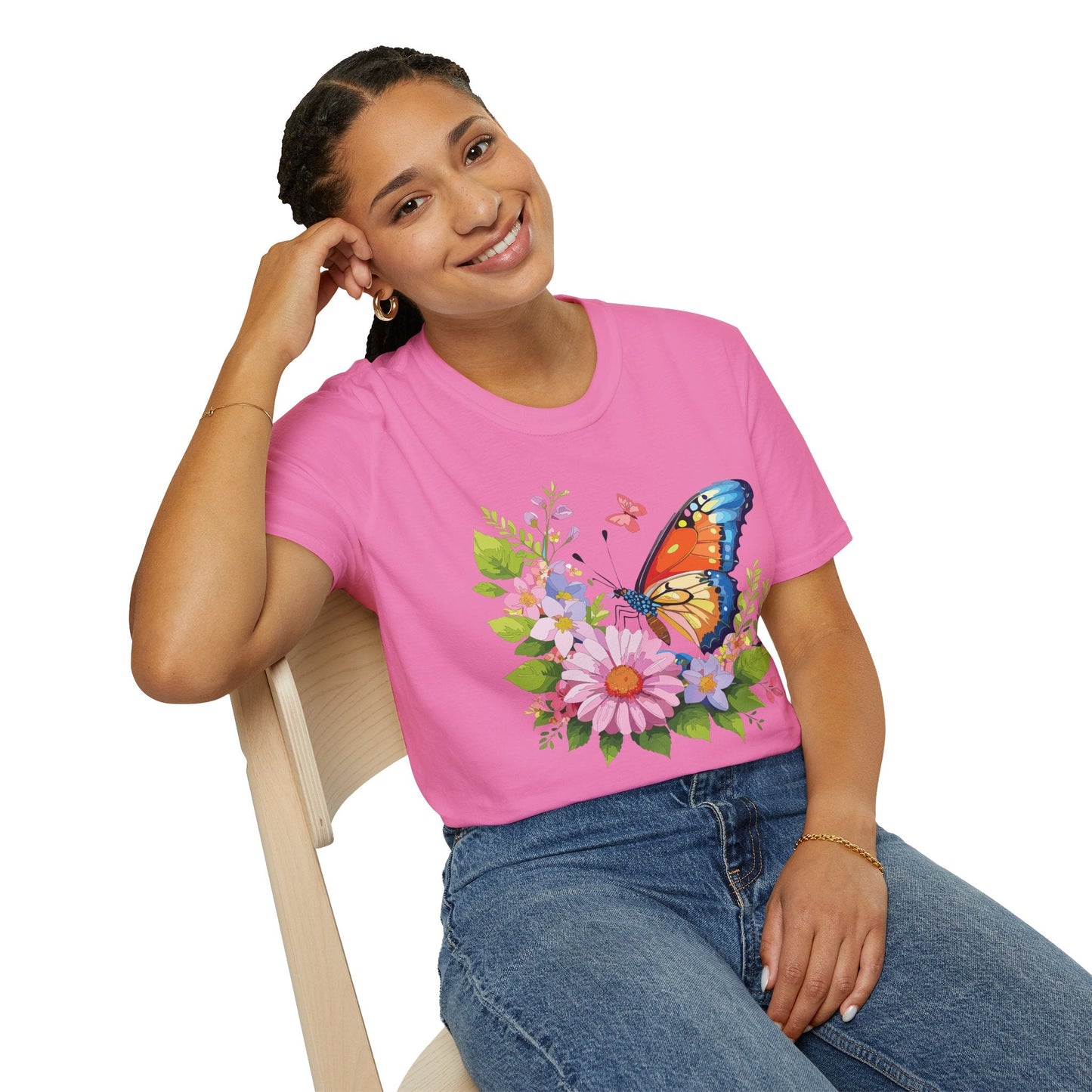 Butterfly T Shirt Unisex Short Sleeve Gildan Softstyle 64000 Monarch Butterfly Design Graphic
