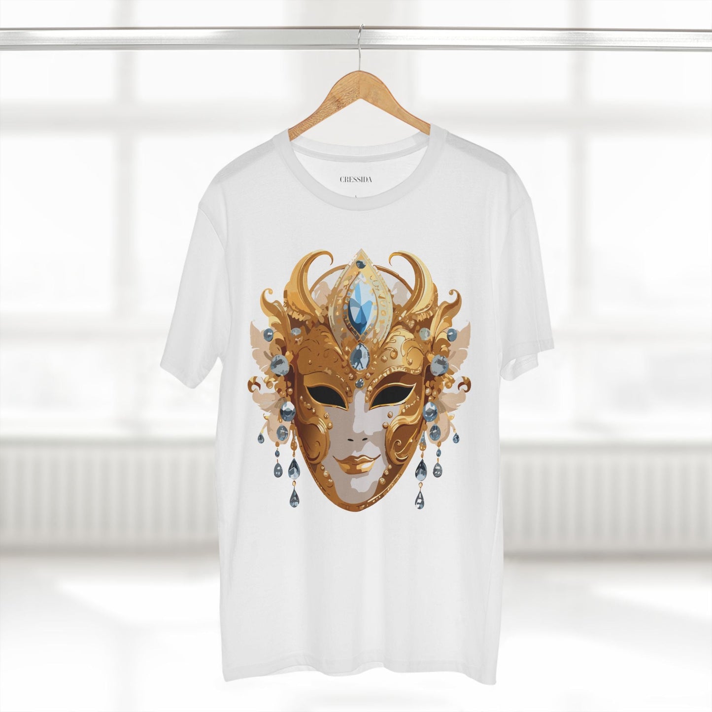 Carnival Mask Graphic T-Shirt Unisex 100 Cotton With Antique Gold Art Design Tee 22