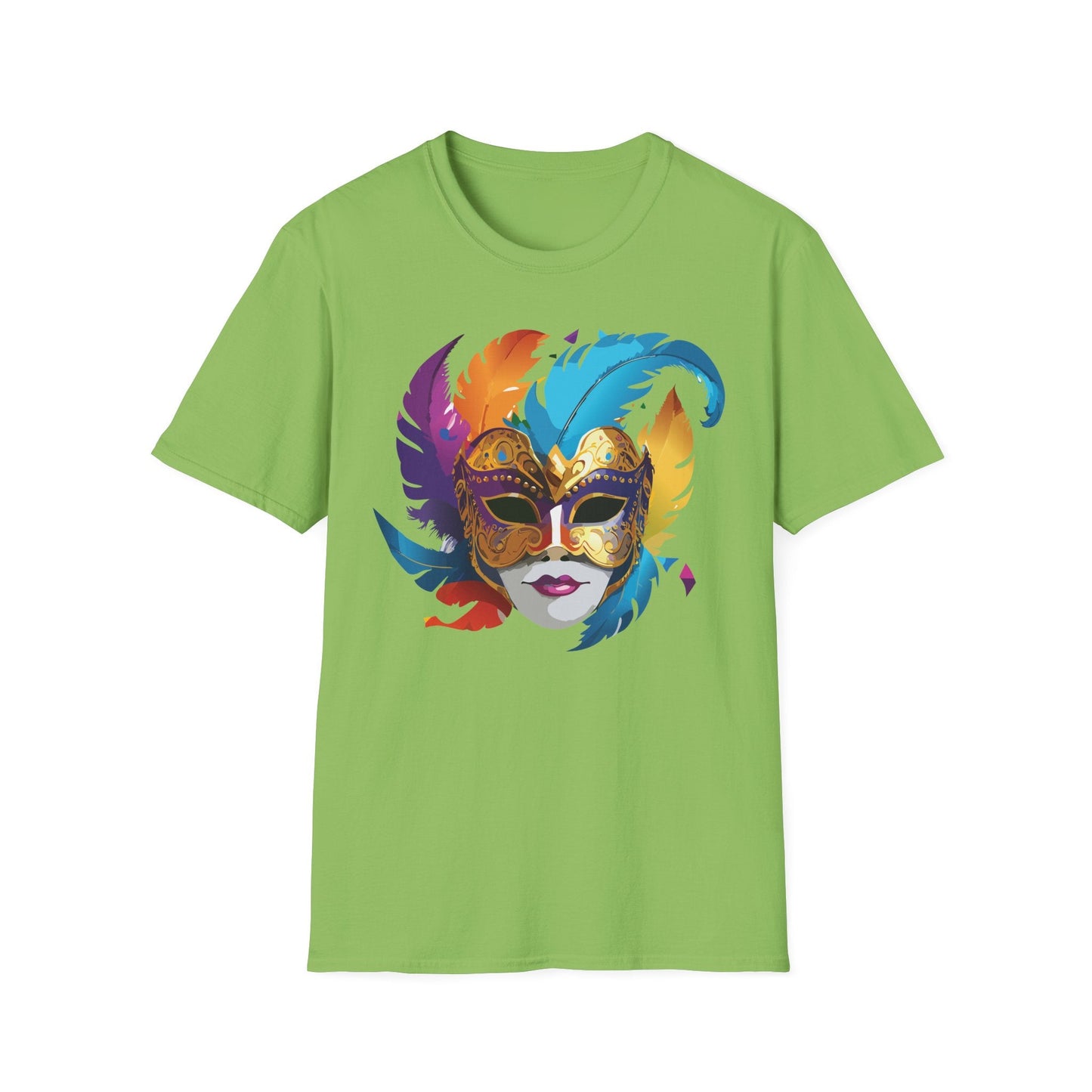 Mask Tee Shirt Unisex Short Sleeve Cotton Tee Art Design Masquerade Gildan Softstyle 64000