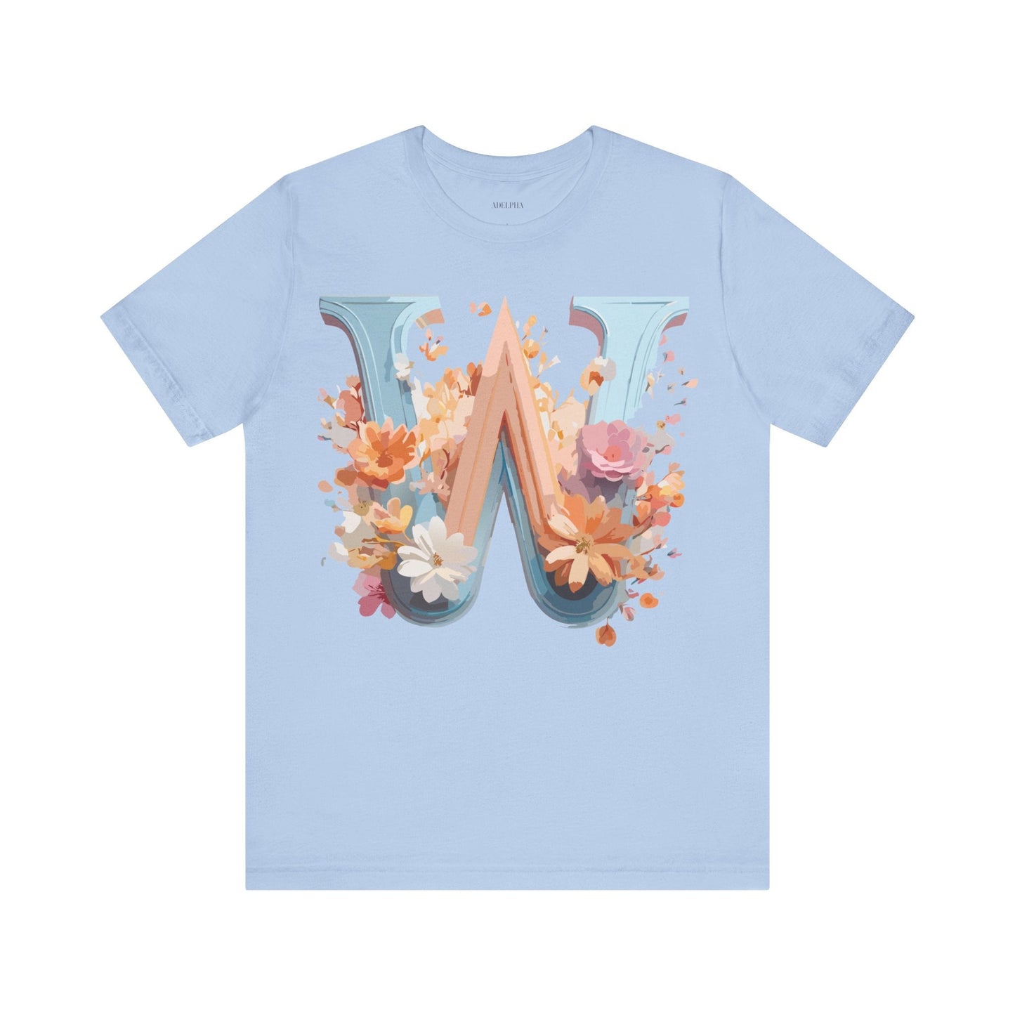 Letter W Shirt Unisex Graphic Tee Vintage Inspired Adelpha Art Design Short Sleeve