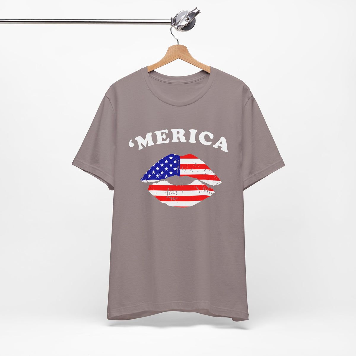 Merica Flag Lips Tee American Flag Lip Graphic Unisex Cotton T-Shirt a9