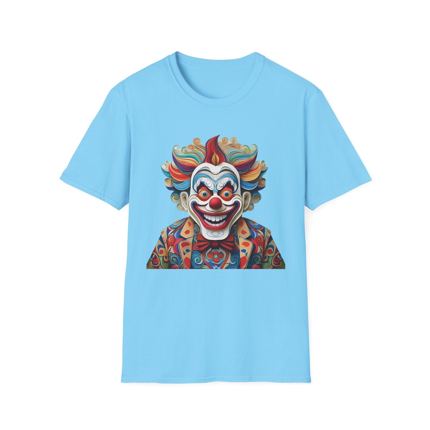 Graphic Clown Themed Unisex Softstyle Tee Funny Man Circus Scary Man Gildan 64000