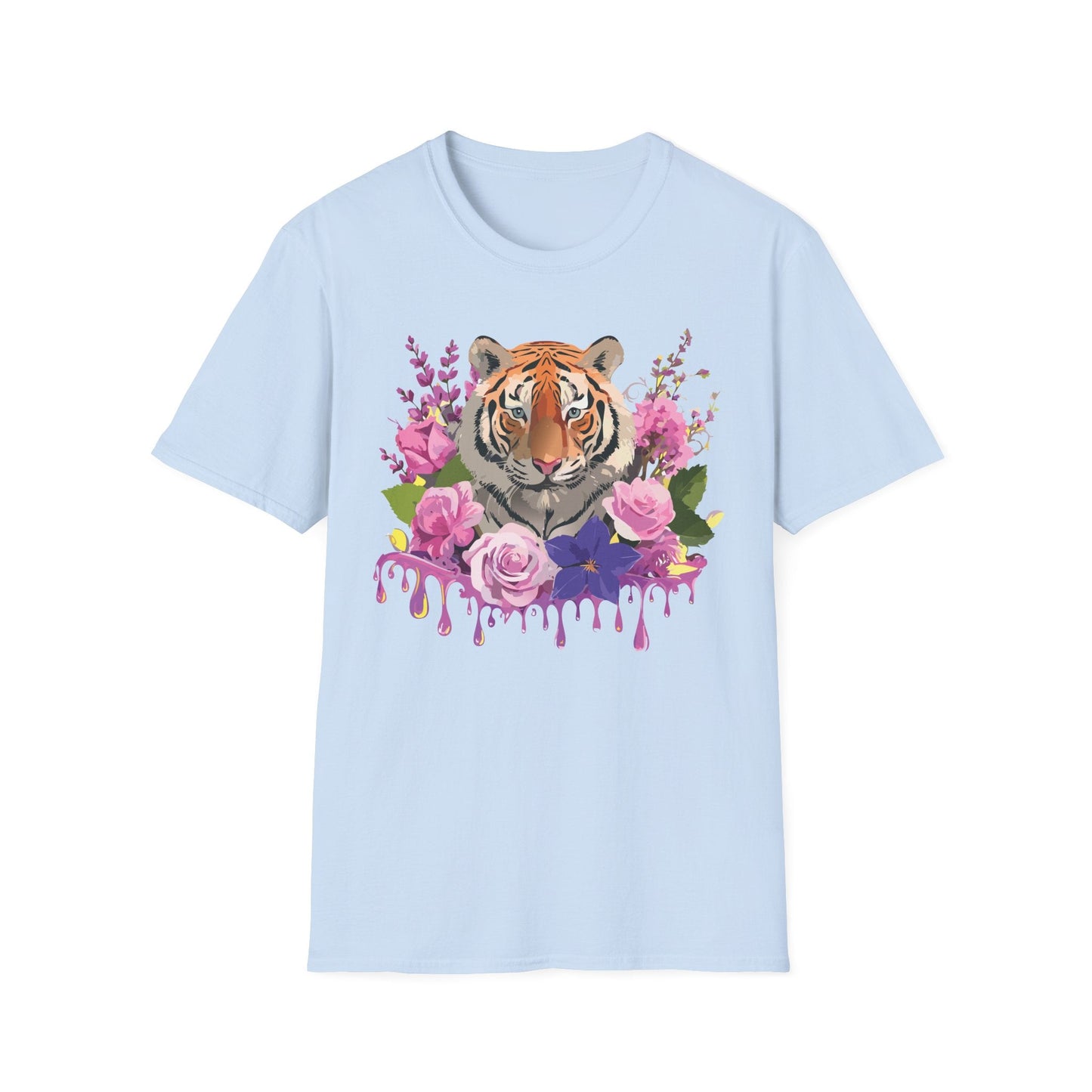 Tiger Print Shirt Unisex Animal Tee Softstyle Gildan 64000 Cotton