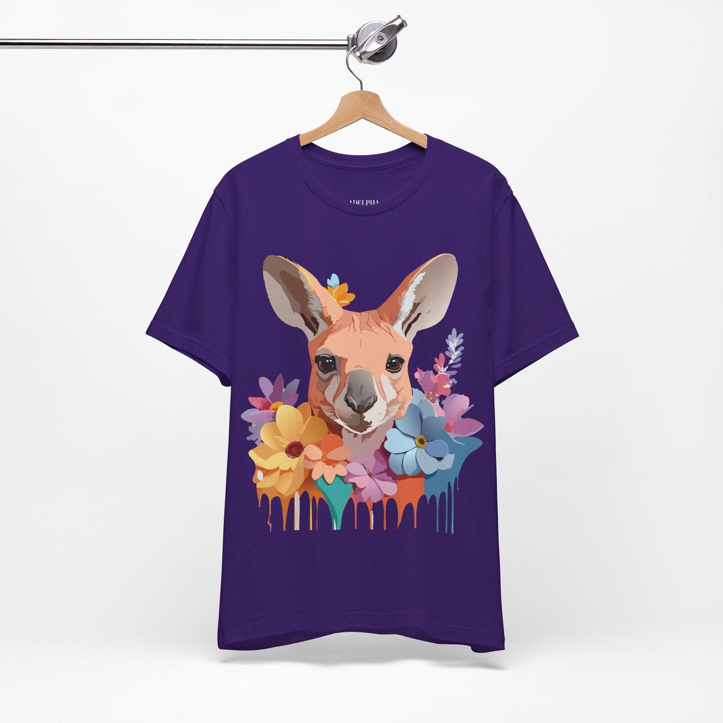 Adelpha Unisex Graphic Tee Kangaroo Art Design Short Sleeve Shirt Premium Vintage Inspired Comfort