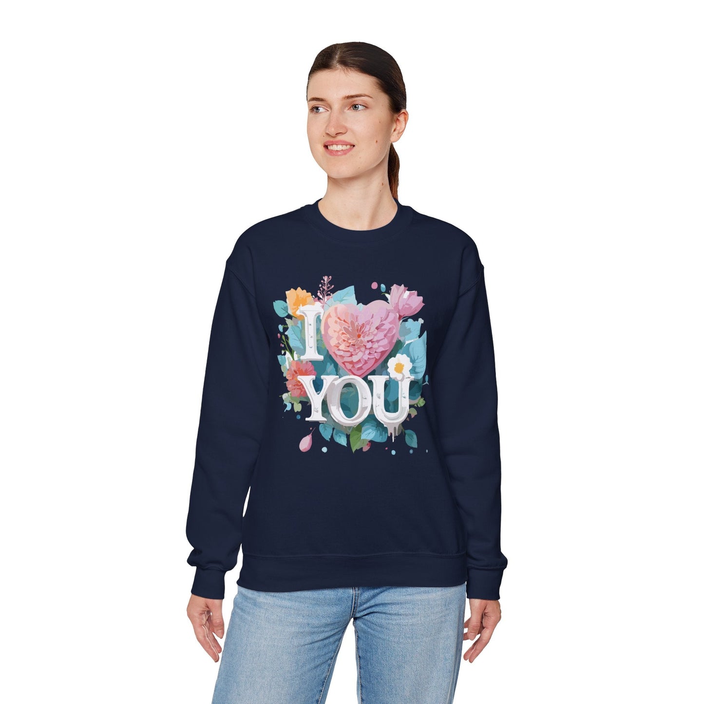 Floral Love Sweatshirt Unisex Valentines Day Gift 50 50 Cotton Polyester Crewneck