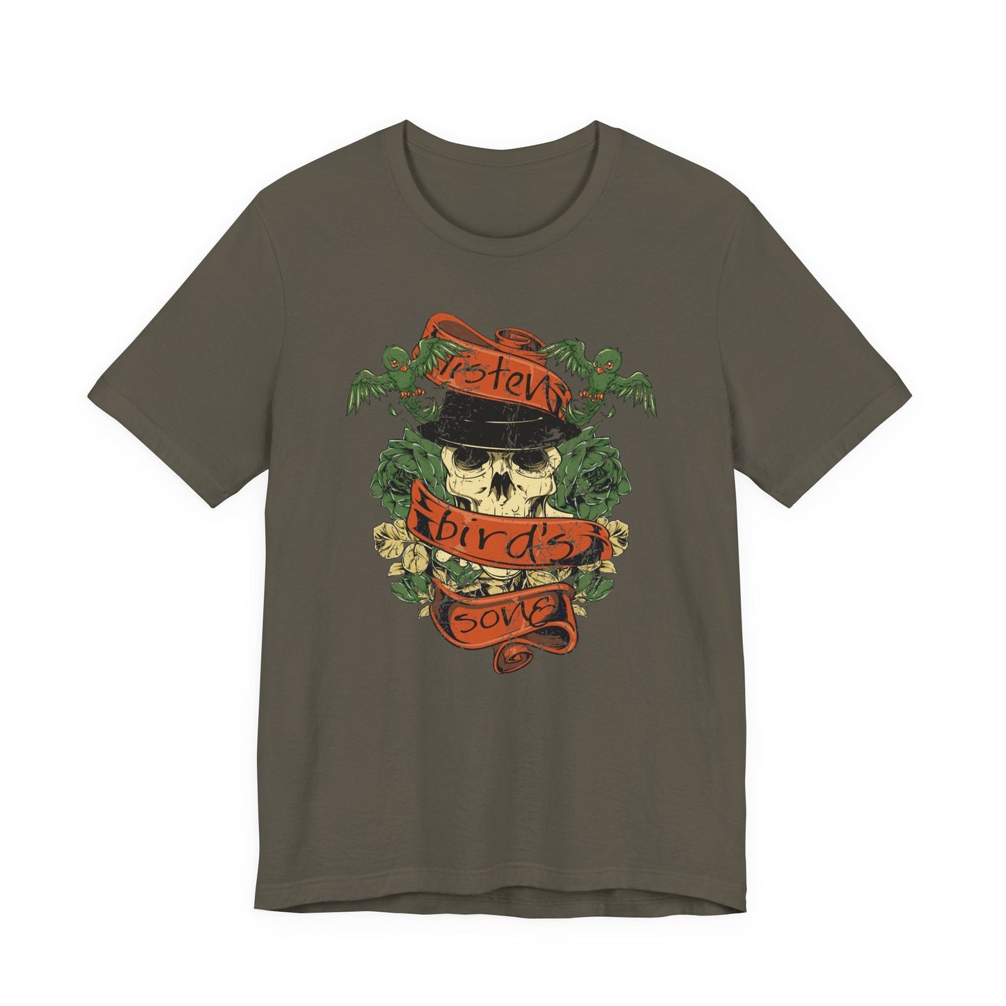 Skull Floral Tattoo Style Graphic Design Unisex Cotton T-Shirt Art-38