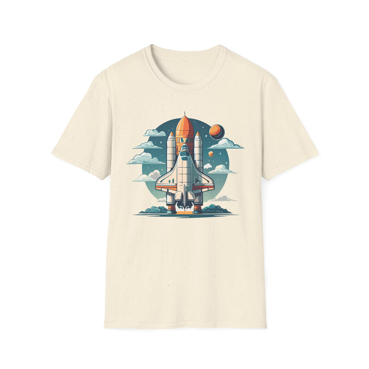 Retro Space Shuttle Illustration T-Shirt | Rocket Launch Graphic Design Unisex 100 Cotton Gildan T-Shirt