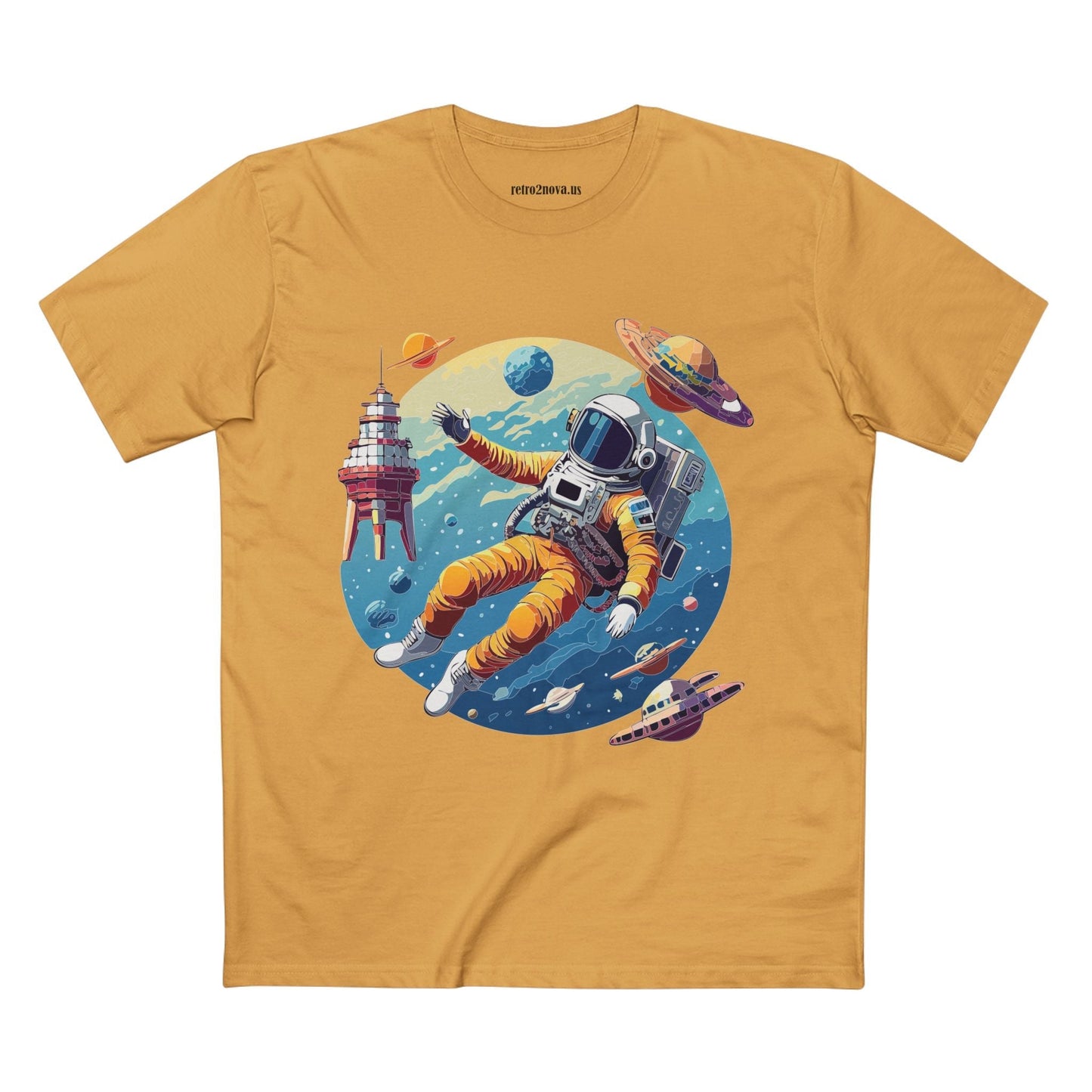 Cosmos Shirt Astronaut Art Unisex Premium Cotton Tee Retro2Nova Original Design Artwork