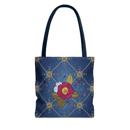 Denim Fabric Imitation Print Unisex Canvas Bag Poly Spun 3 Sizes Tote Bag 160