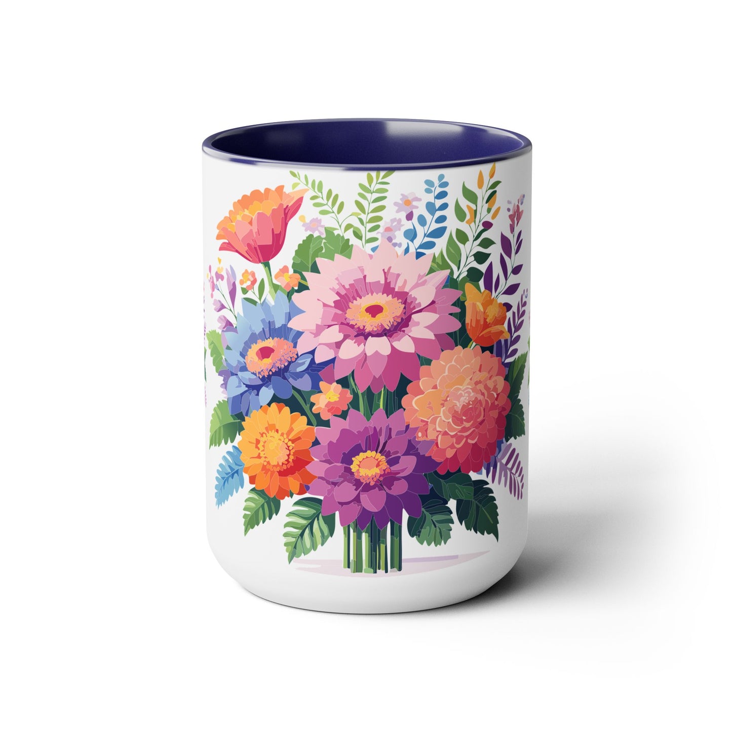 Taza de café de dos tonos con flores