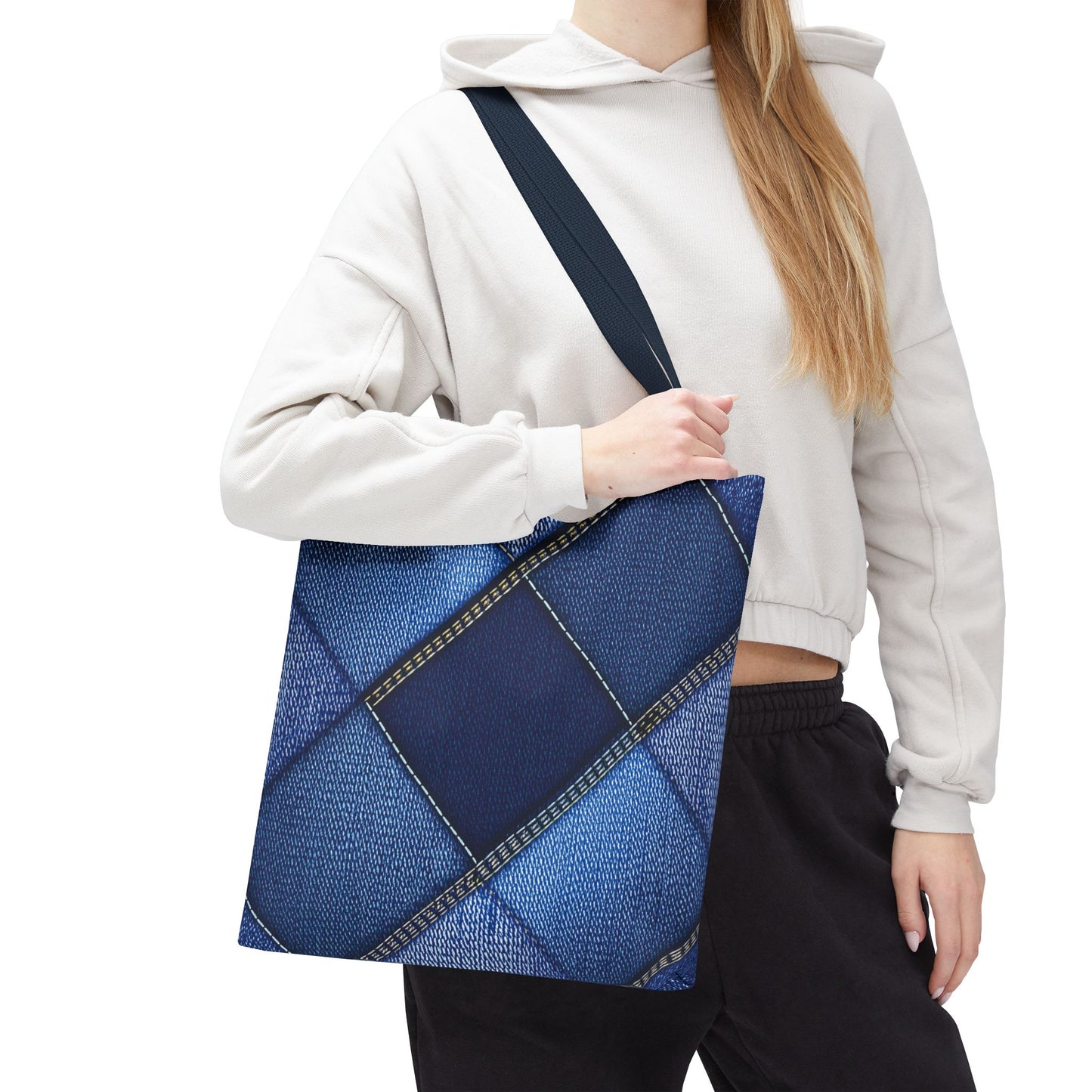 Denim Fabric Imitation Print Unisex Canvas Bag Poly Spun 3 Sizes Tote Bag 105
