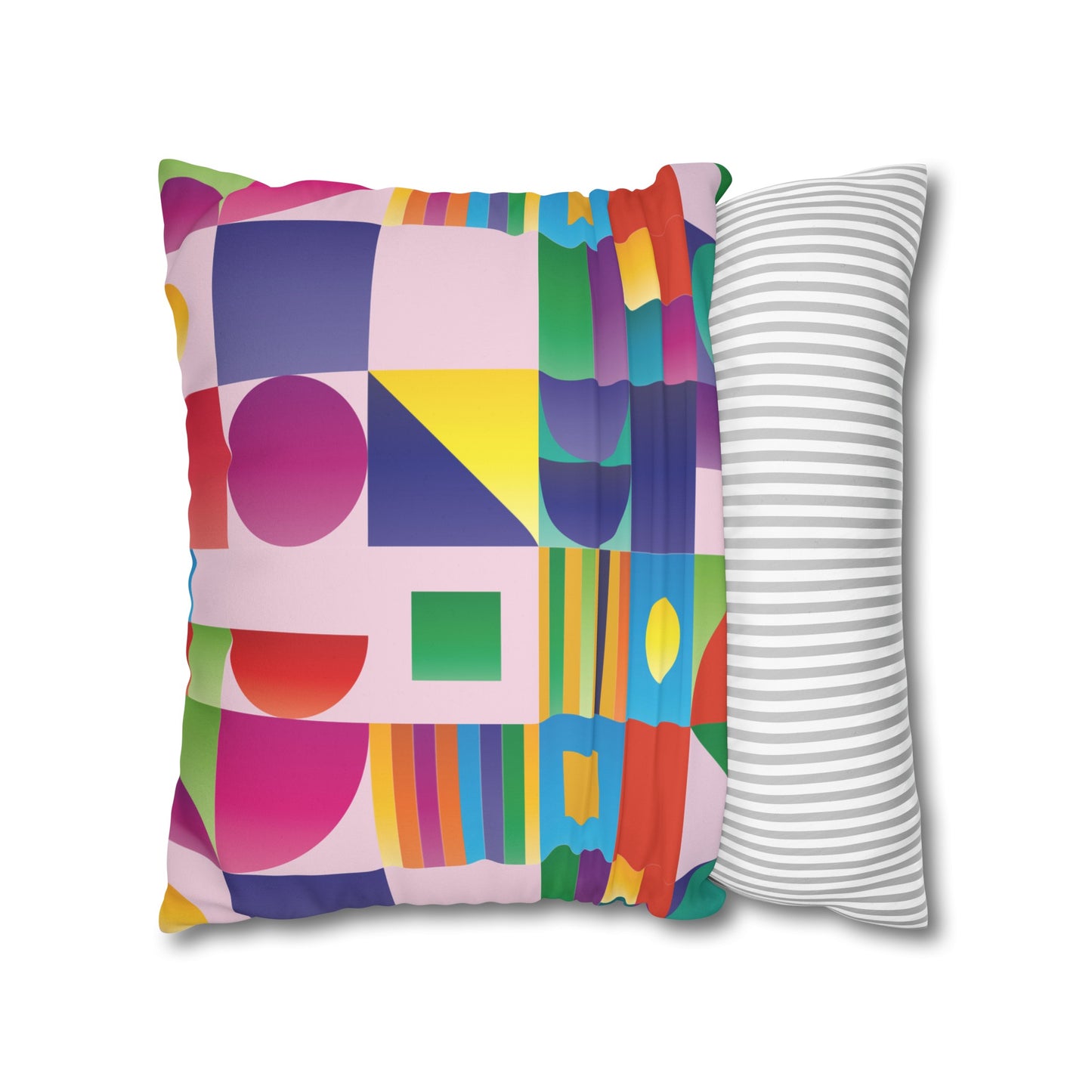 Faux Suede Pillowcase with Abstract print