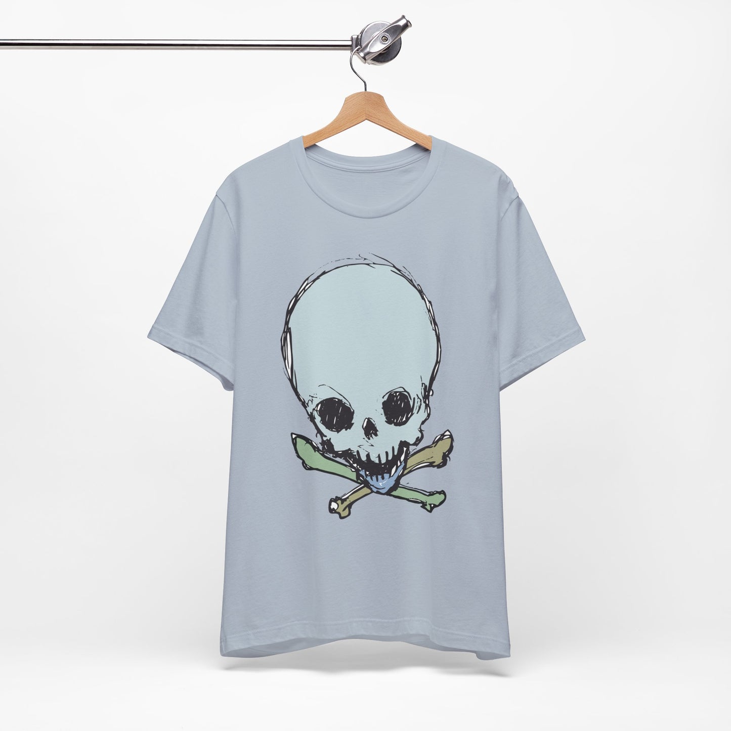 Lt Blue Skull Graphic Design Tee, Skull Shirt, Vintage Tees, Art Design T-Shirt, Vintage Graphic Tee, Art Shirts with Skulls