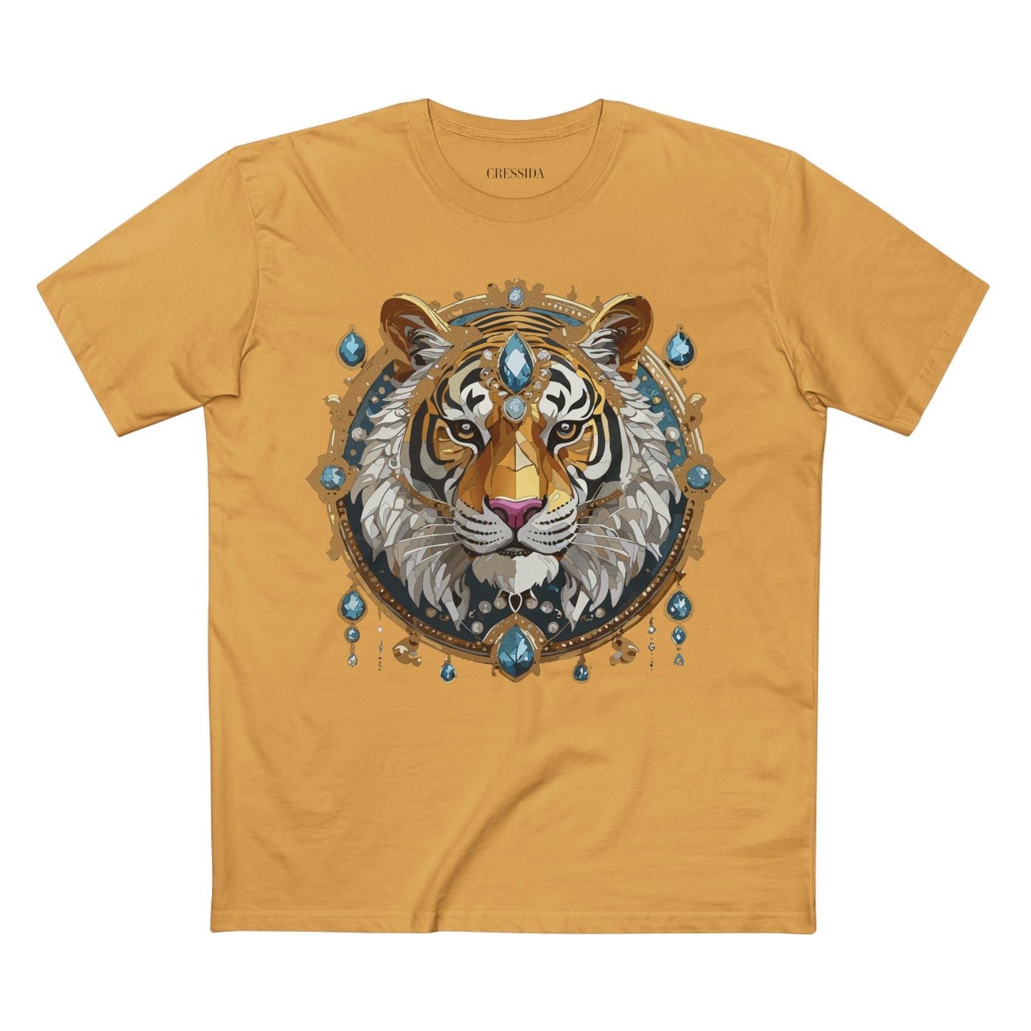 Tiger Graphic Unisex 100 Cotton Tee With Unique Animal Golden Medallion Art Design 51