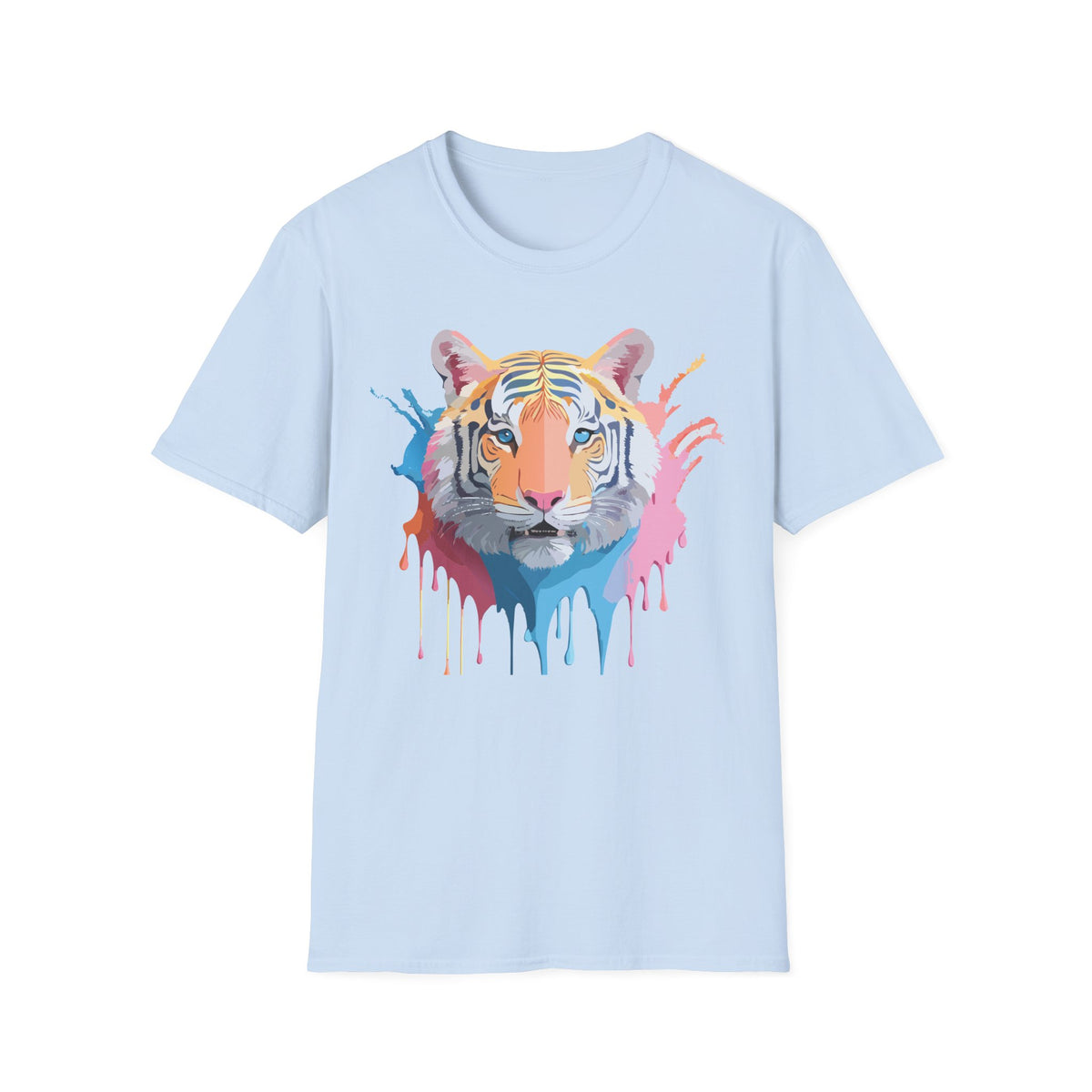 Colorful Tiger Portrait T-Shirt | Watercolor Drip Animal Tee
