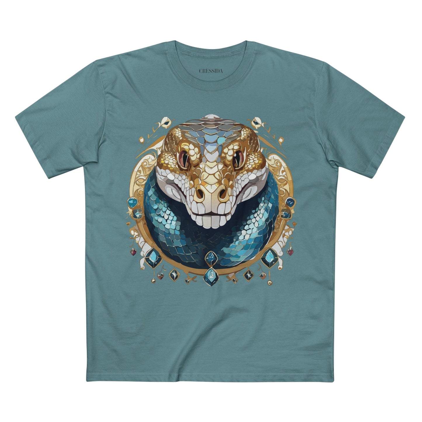 Snake Graphic Unisex 100 Cotton Tee With Unique Animal Golden Medallion Art Design 43