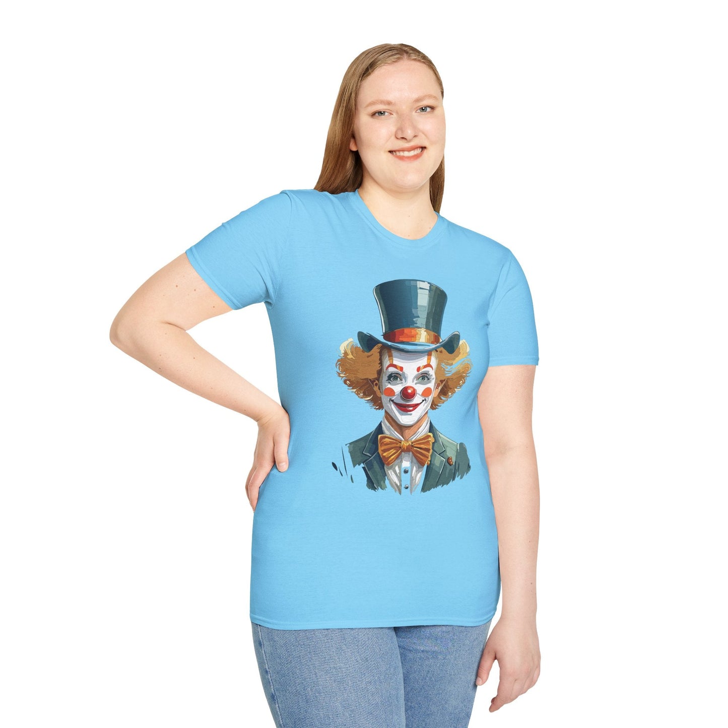Funny Clown Shirt Unisex T Shirt Circus Style Tee With Scary Man Artwork Gildan 64000