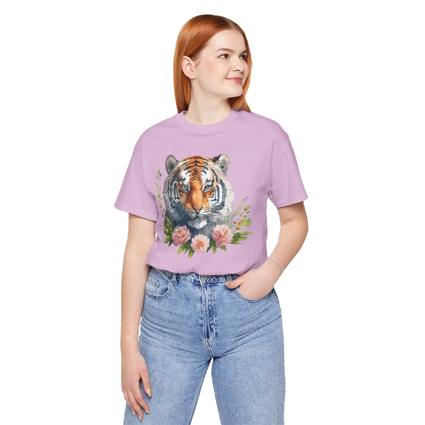 Floral Tiger Shirt, Animal Shirt, Tiger Tee, Unisex Tee, Floral T-shirt, T-Shirt with Animal