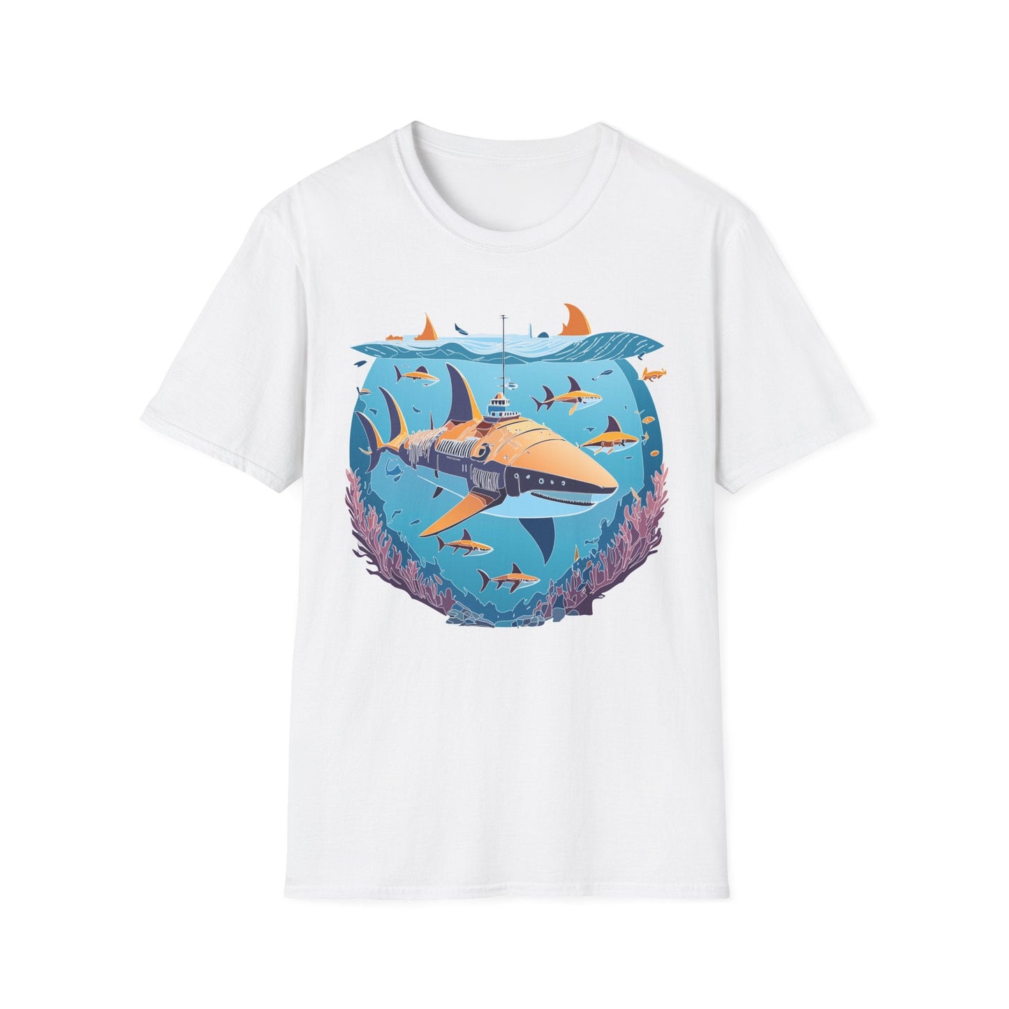 Ocean Tee Shirt Unisex Softstyle Cotton Tee 4.5 Oz Lightweight U Boat Theme Design