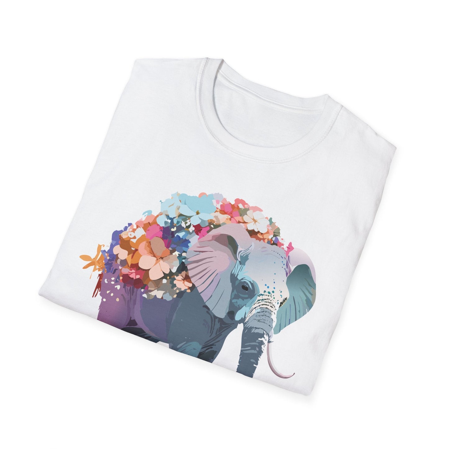 Elephant T Shirt Unisex Softstyle Tee 100 Percent Ring Spun Cotton Animal Design