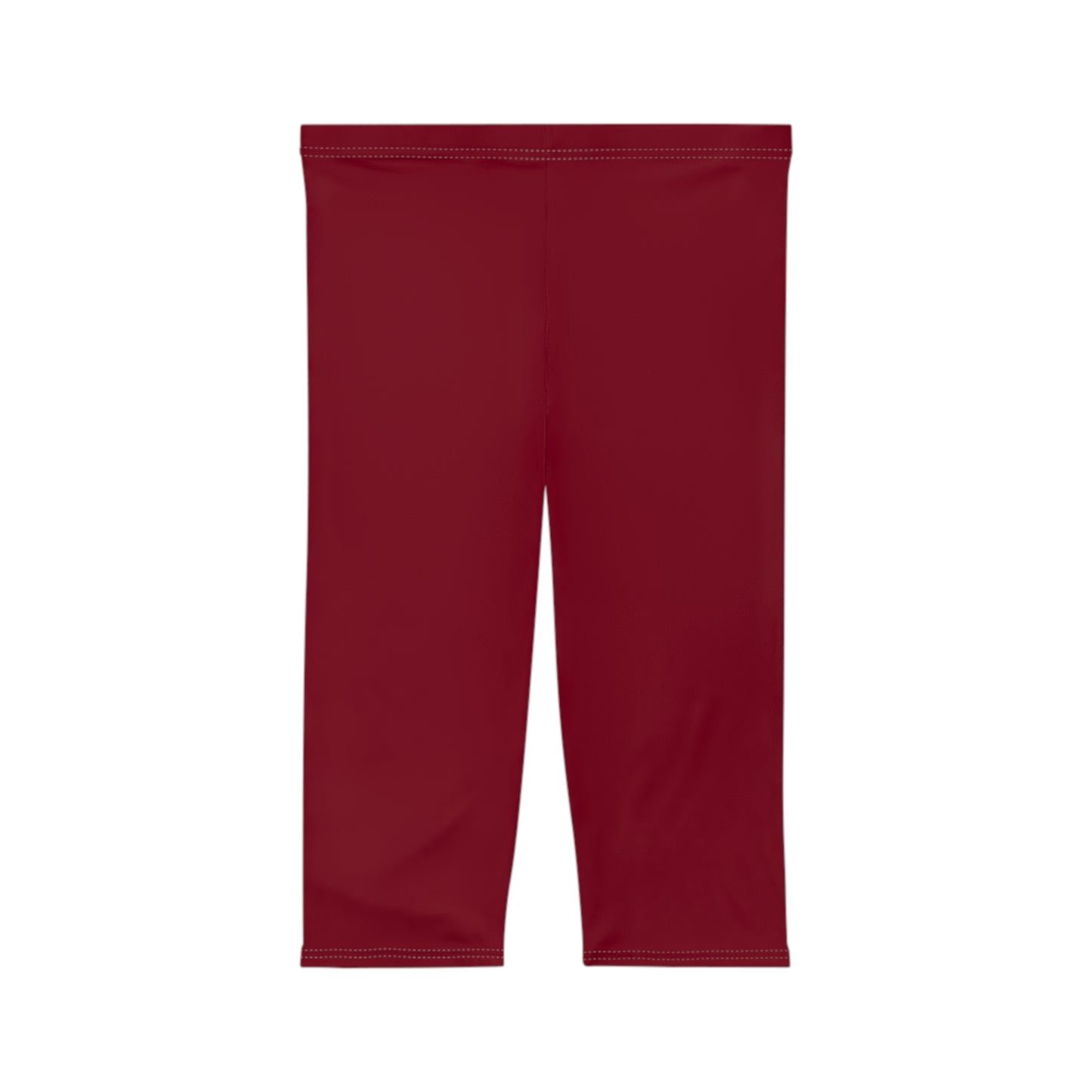 Burgundy Color Women's Brushed Suede Poly Span Casual Capri Leggings XS-2XL