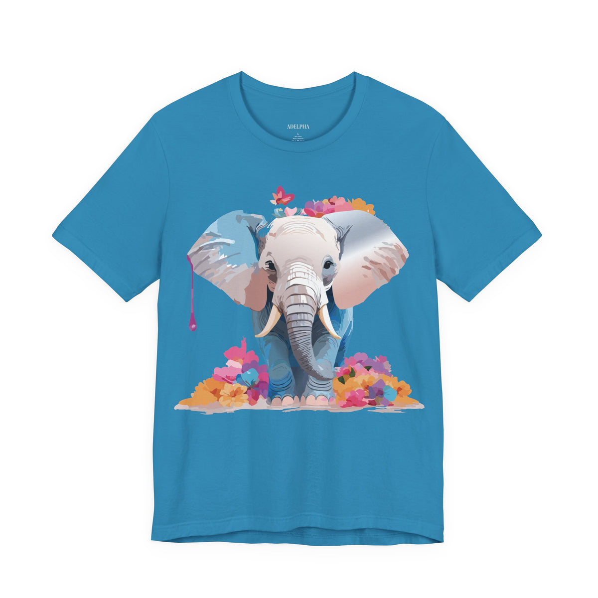 Elephant Graphic Unisex Cotton Bella+Canvas Tee with Art Animal Design e128