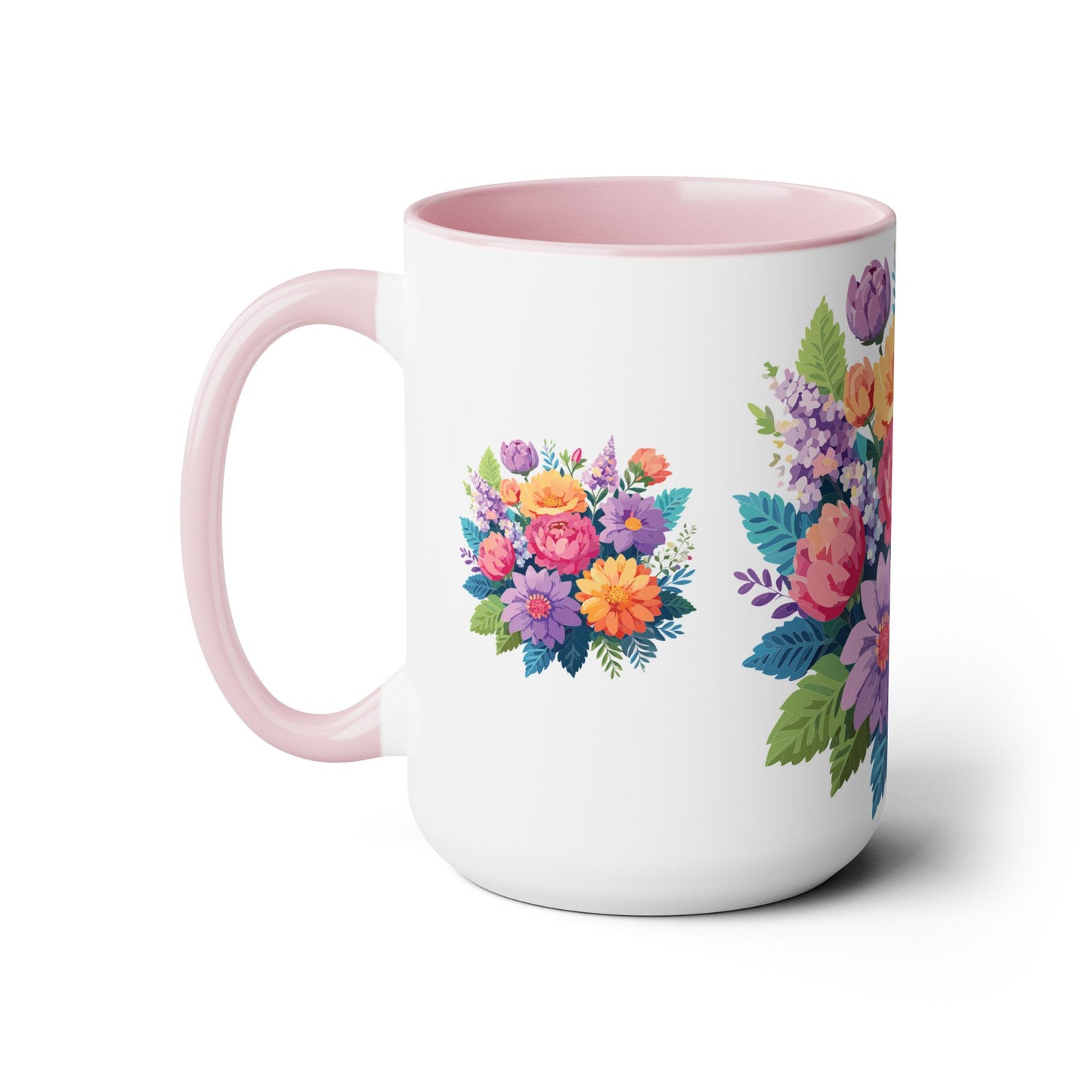 Two-Tone Coffee Mug with flowers