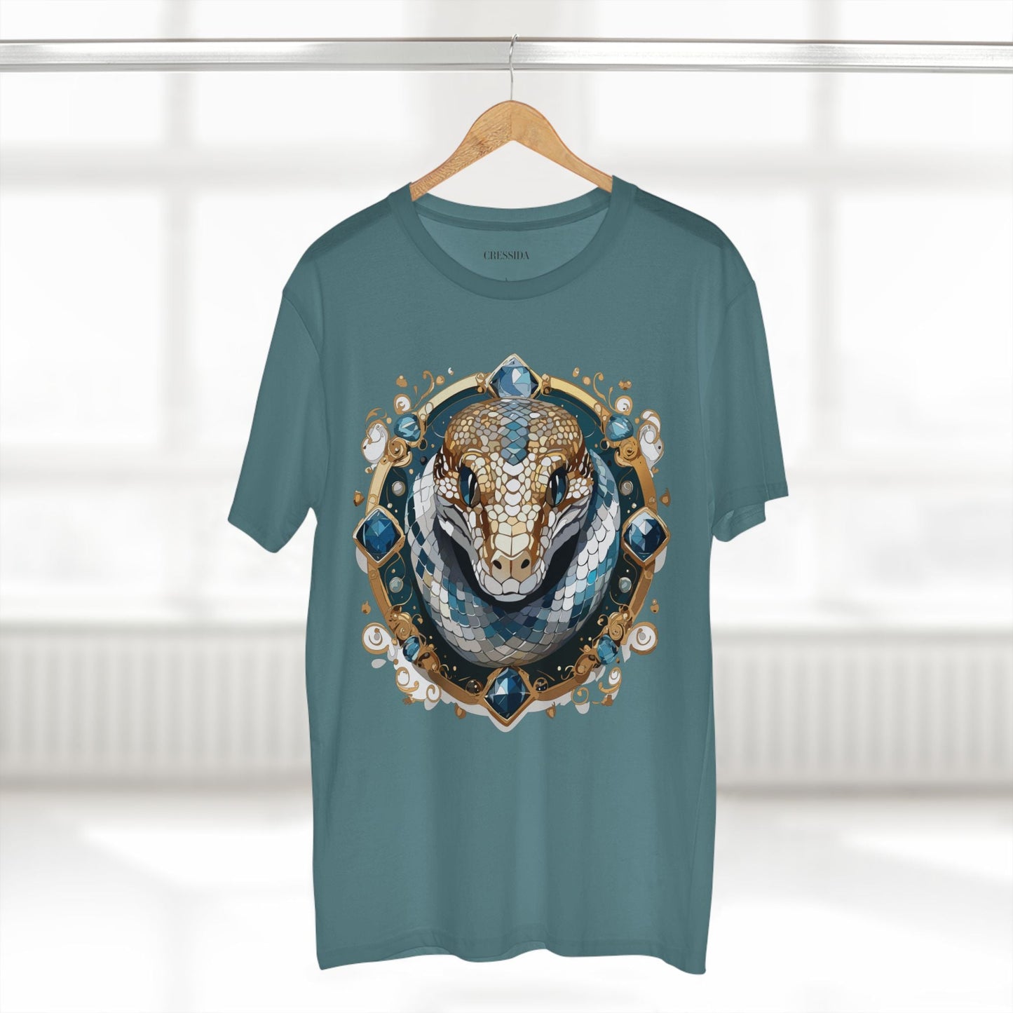 Snake Graphic Unisex 100 Cotton Tee With Unique Animal Golden Medallion Art Design 42