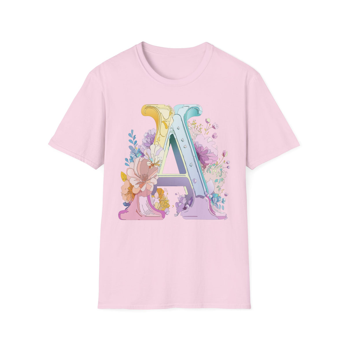 Floral Monogram A T-Shirt | Letter A Initial Tee, Botanical Alphabet Shirt
