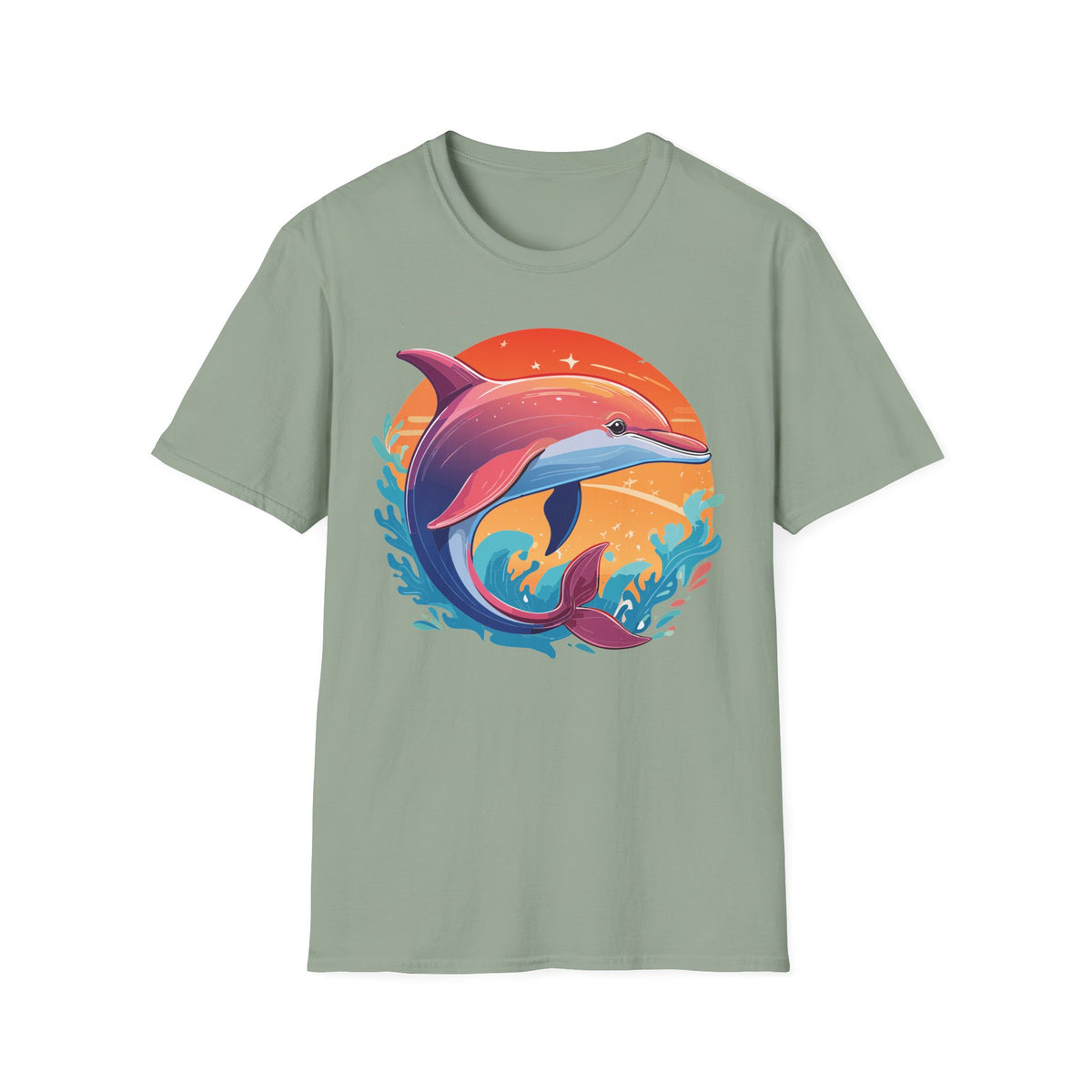 Sunset Dolphin Tee | Colorful Ocean Illustration Shirt