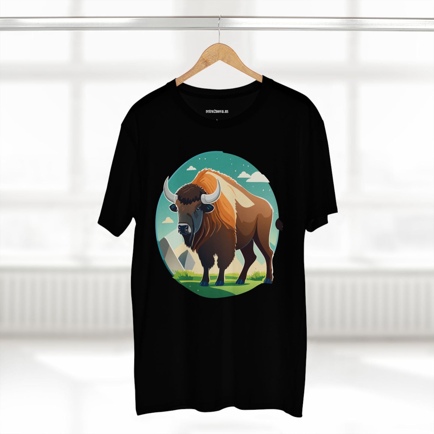 Bison Shirt Unisex Premium Cotton Tee With Original Art Design From Retro2Nova Animals Collection Exclusive Art Series