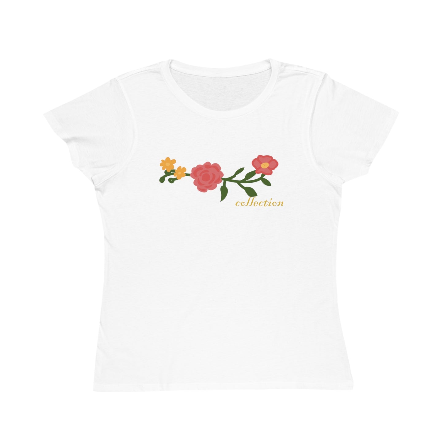 Camiseta de mujer de algodón orgánico con estampado floral