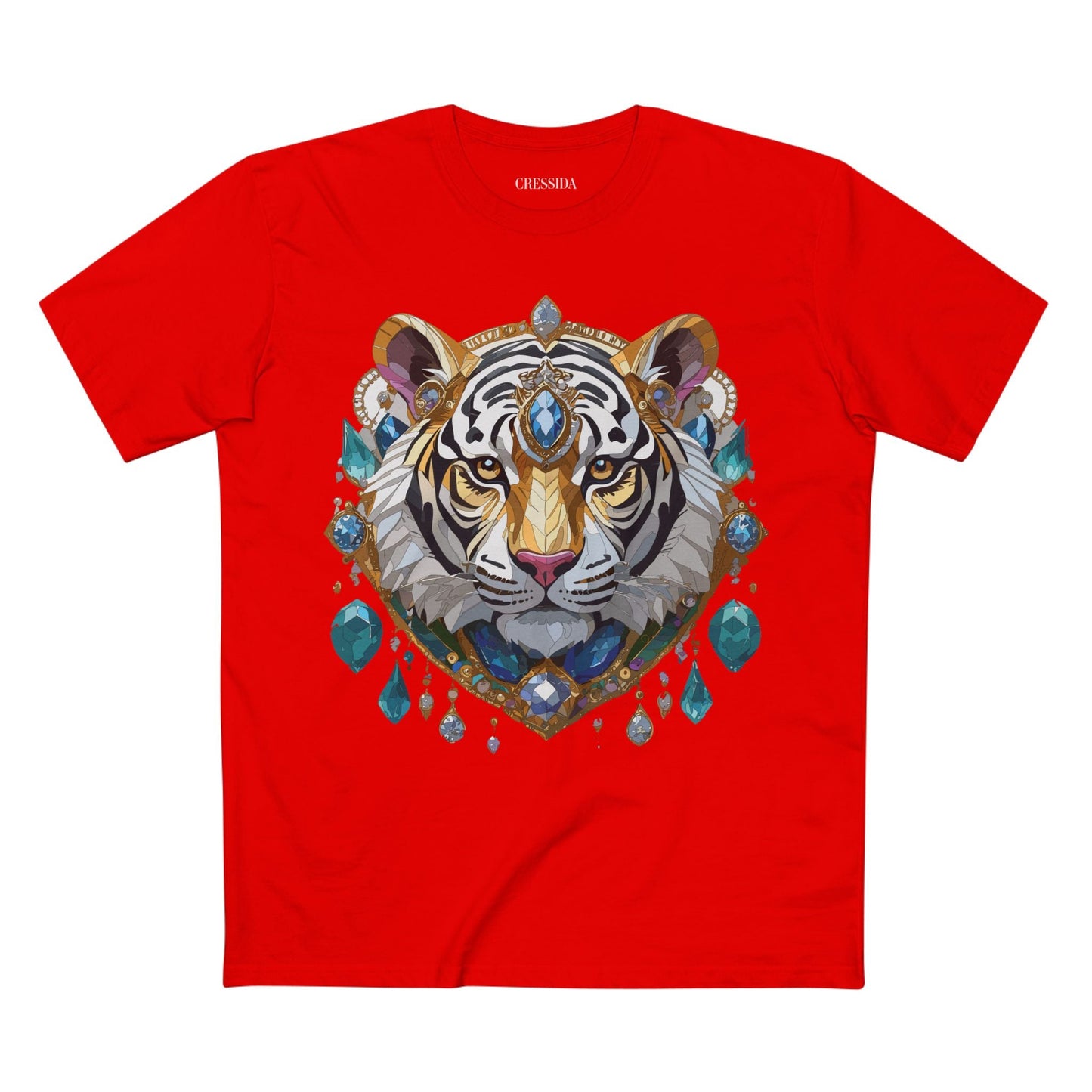 Tiger Graphic Unisex 100 Cotton Tee With Unique Animal Golden Medallion Art Design 53