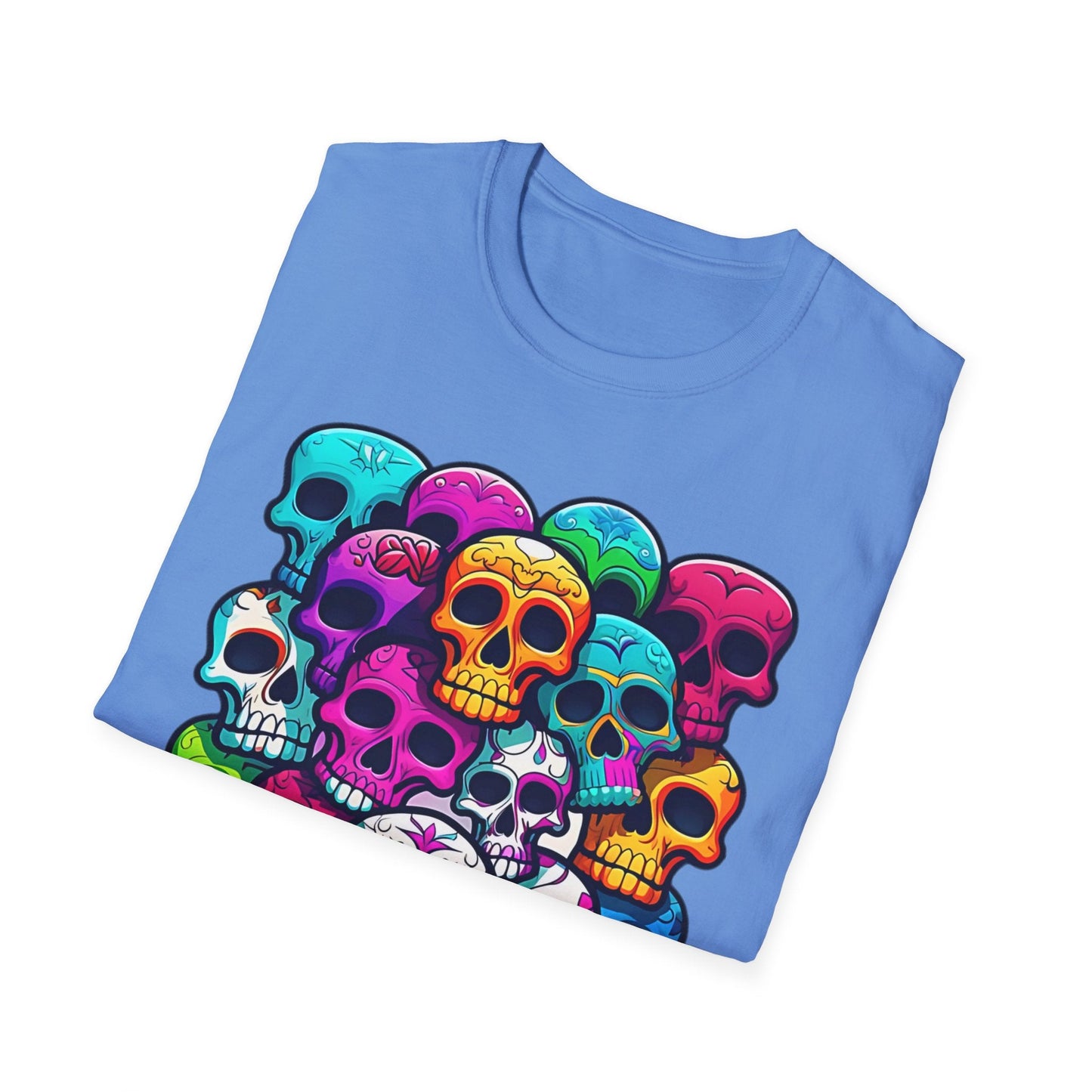 Unisex Skull Tee Shirt With Skeleton Design Gildan Softstyle 64000 100 Percent Ring Spun Cotton