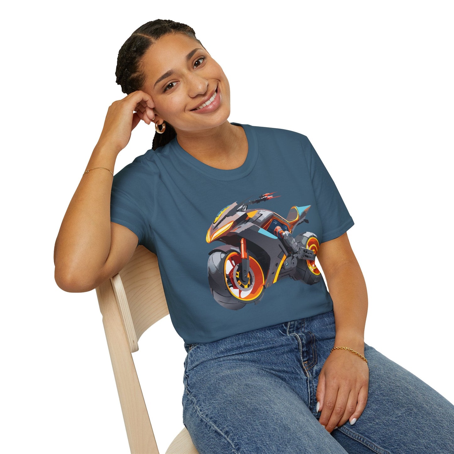 Unisex Bike T Shirt With Motorcycle Graphic MTB Tee Cotton Softstyle Comfort For Riders