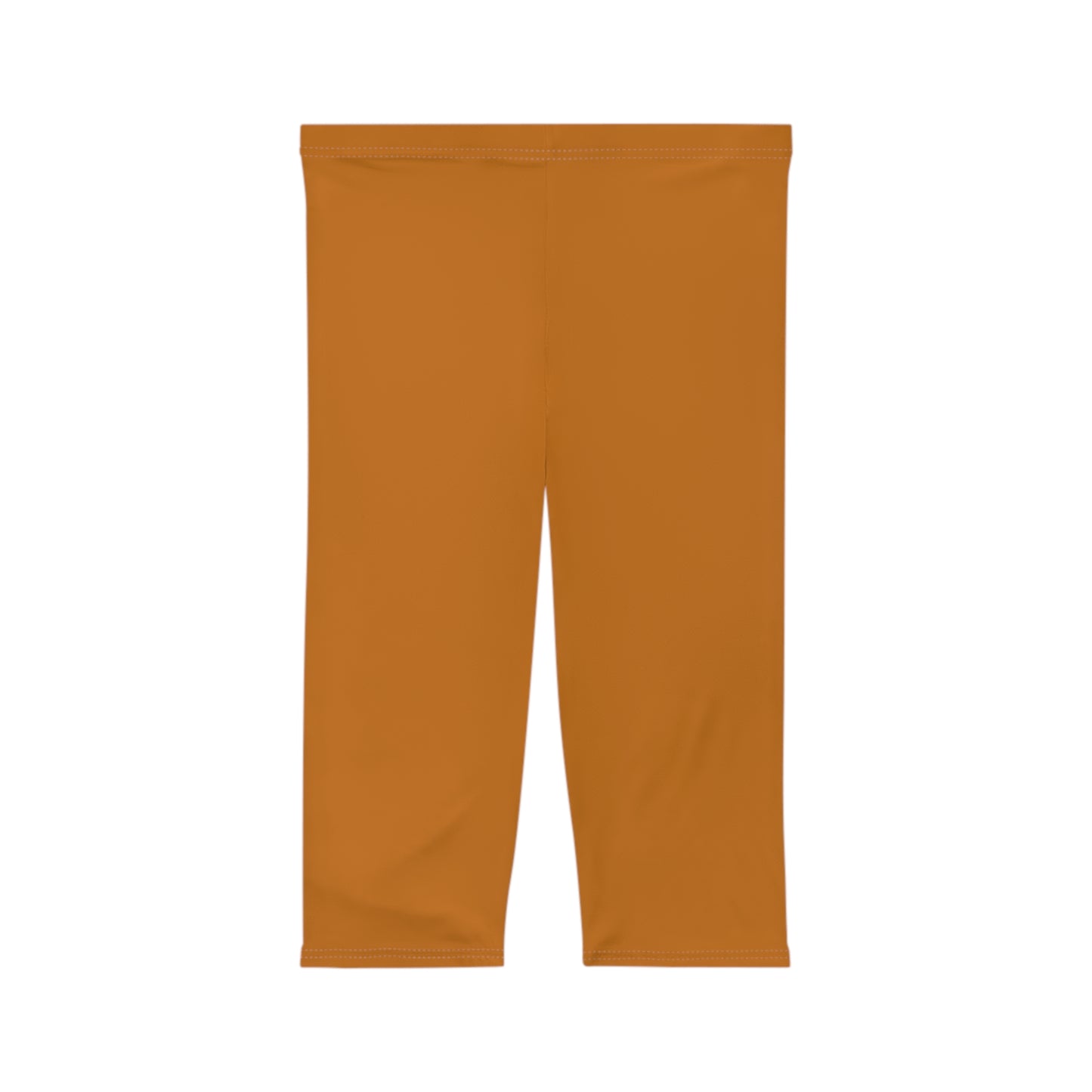 Ochre Orange Color Women's Brushed Suede Poly Span Casual Capri Leggings XS-2XL