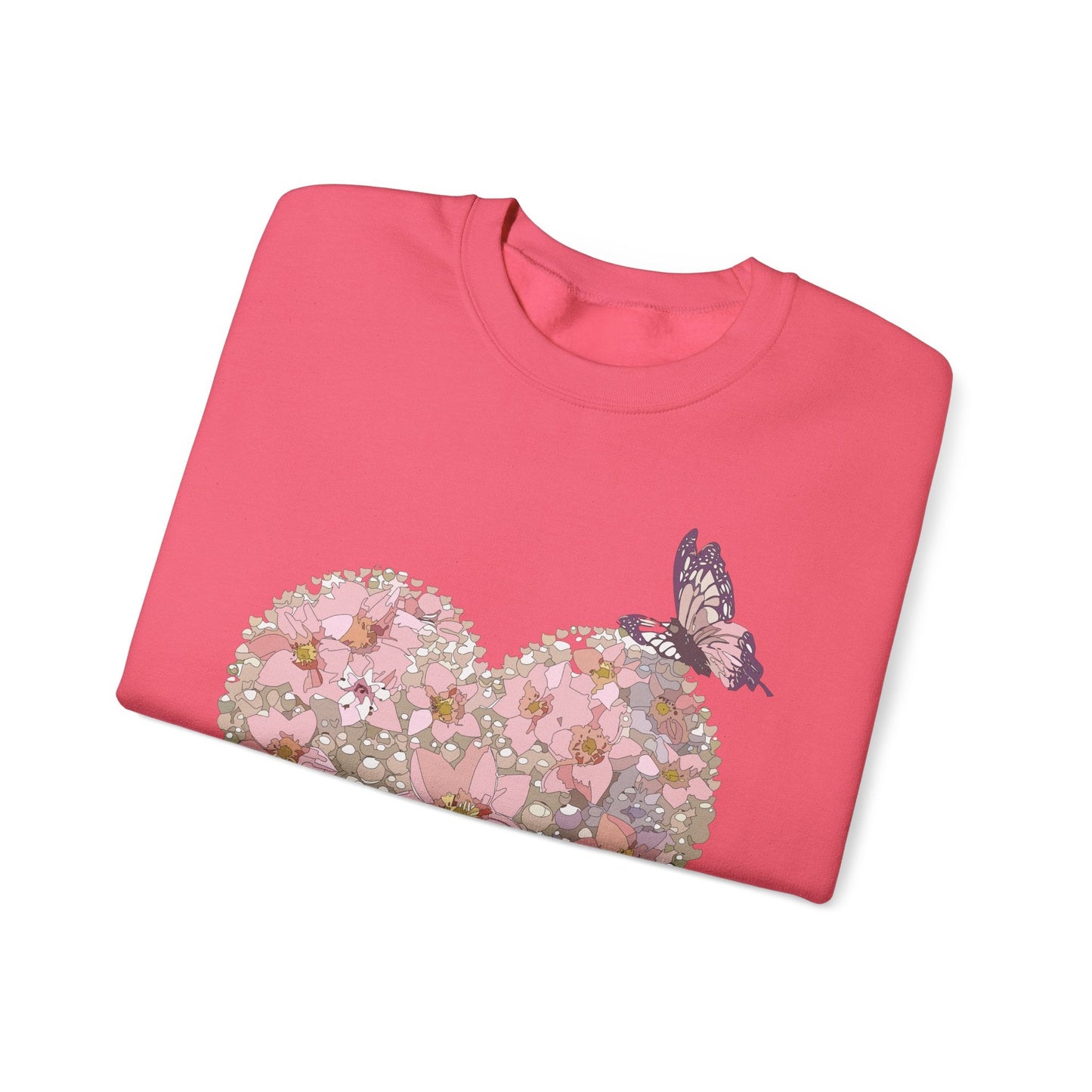 Unisex Floral Heart Sweatshirt Floral Love Valentines Day Gildan 18000 Heavy Blend Crewneck