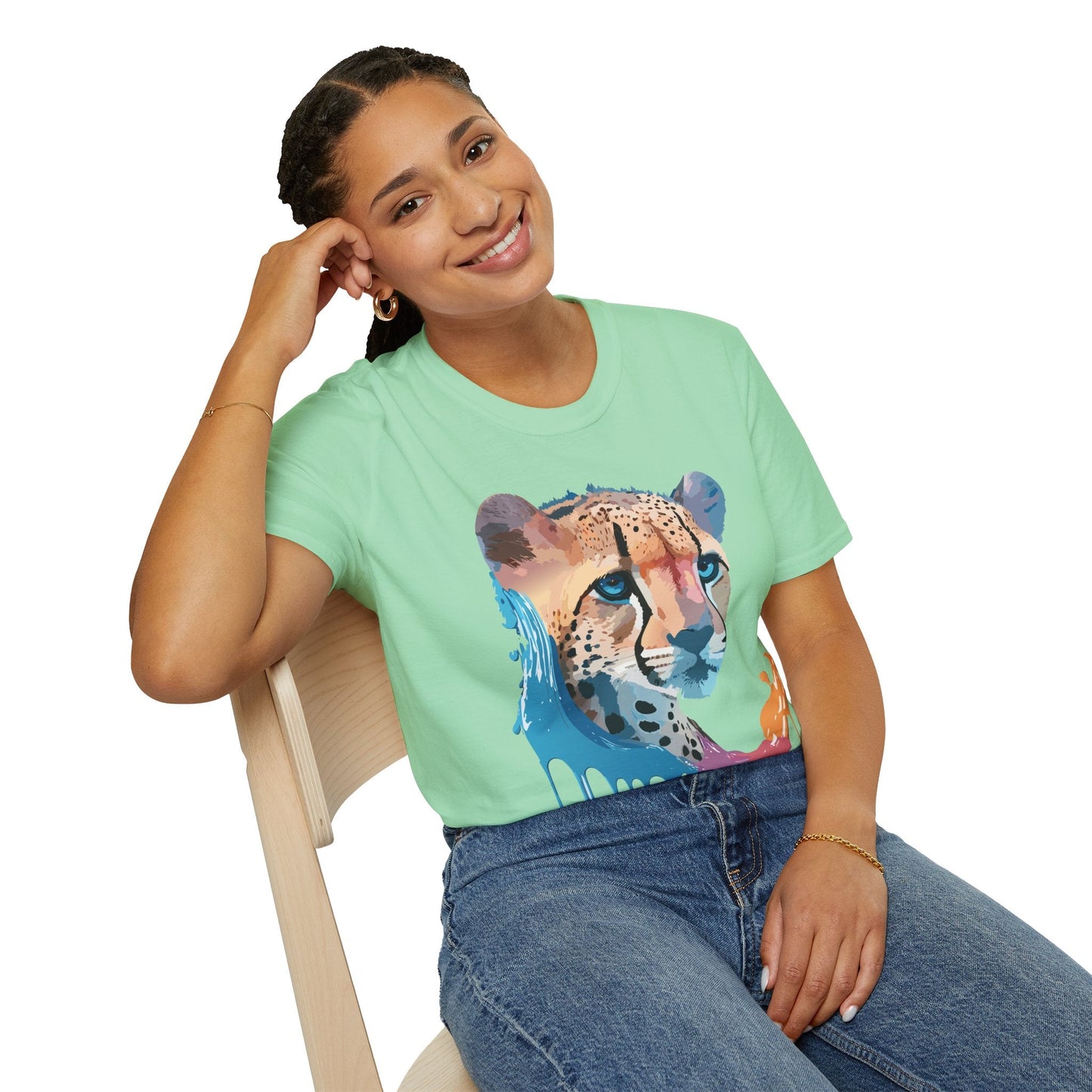 Cheetah Shirt Unisex Tee Softstyle Gildan 64000 100 Percent Ring Spun Cotton