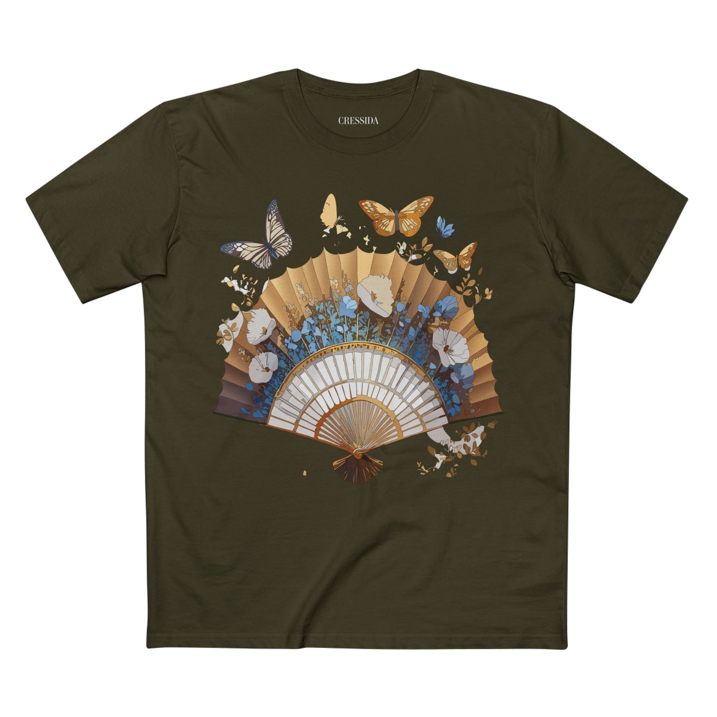 Antique Fan Graphic Design T-Shirt Unisex 100 Cotton Floral Carnival Artwork Tee 1