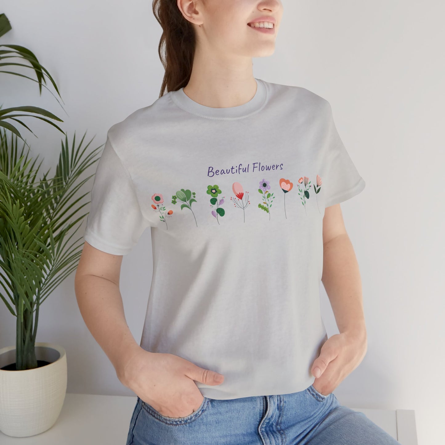 Cotton Tee Shirt with Floral Prints